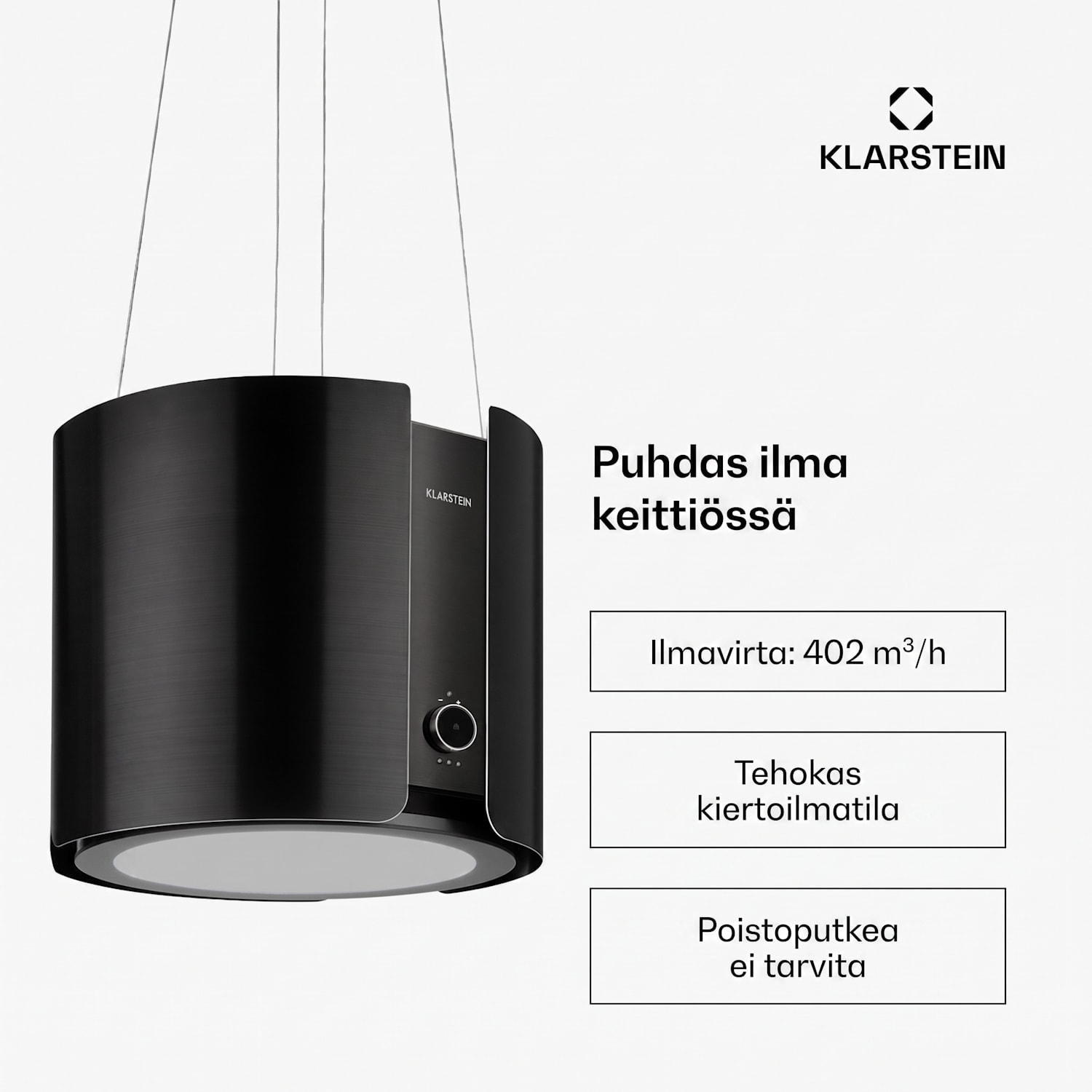 Skyfall saarekeliesituuletin Ø 45 cm kiertoilma 413 m³/h LED 45 cm | Musta