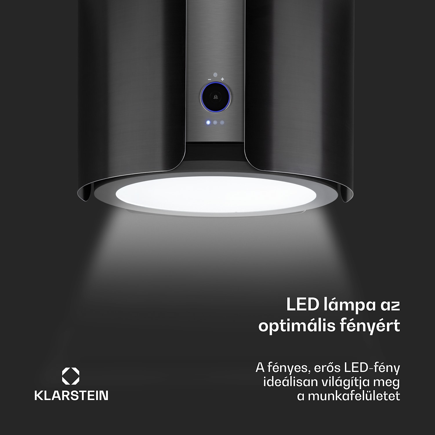 Skyfall, sziget páraelszívó, Ø 45 cm, légkeringetés, 402 m³/ó, LED, nemesacél, fekete 