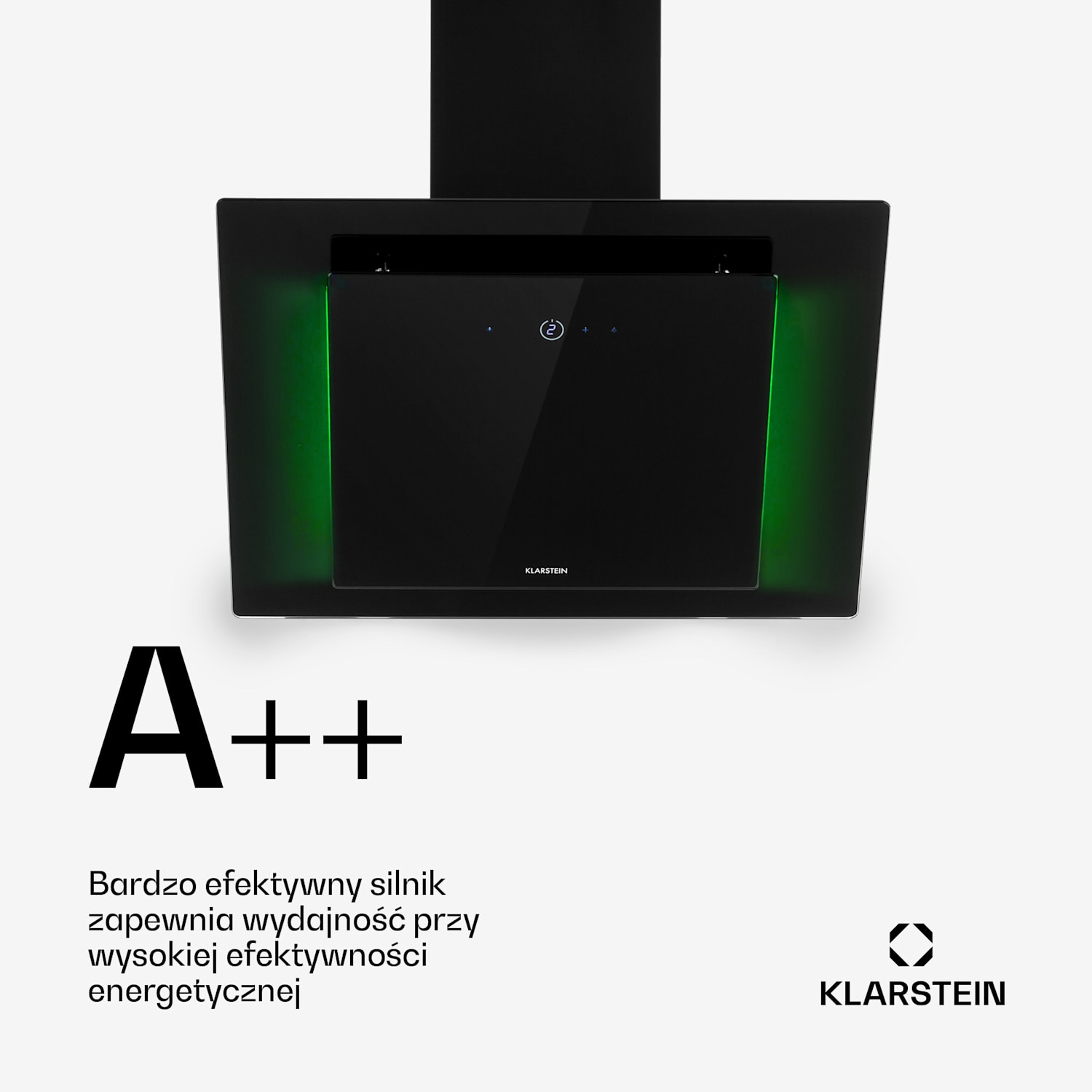 Eleonora 60, okap kuchenny, 60 cm, 426 m³/h, panel dotykowy, oświetlenie ambientowe, klasa energetyczna A++ 60 cm | Czarny