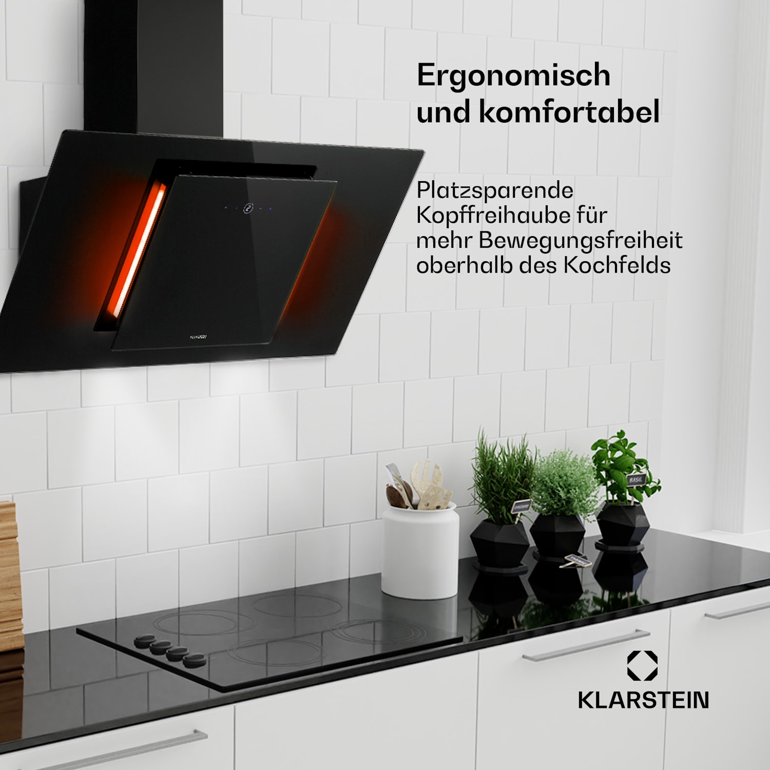 Eleonora 90 Dunstabzugshaube 420 m³/h Touch-Panel Ambiente-Licht 