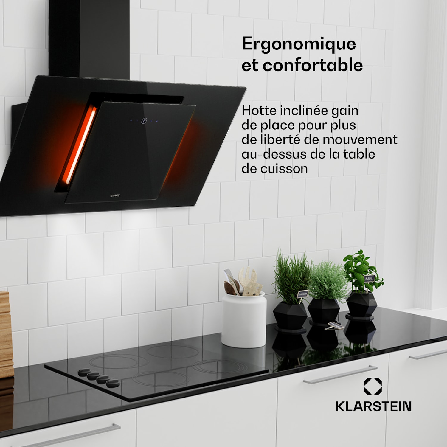 Eleonora 90 afzuigkap 420 m³/h touchscreen sfeerlicht EEK A++ 90 cm | Zwart