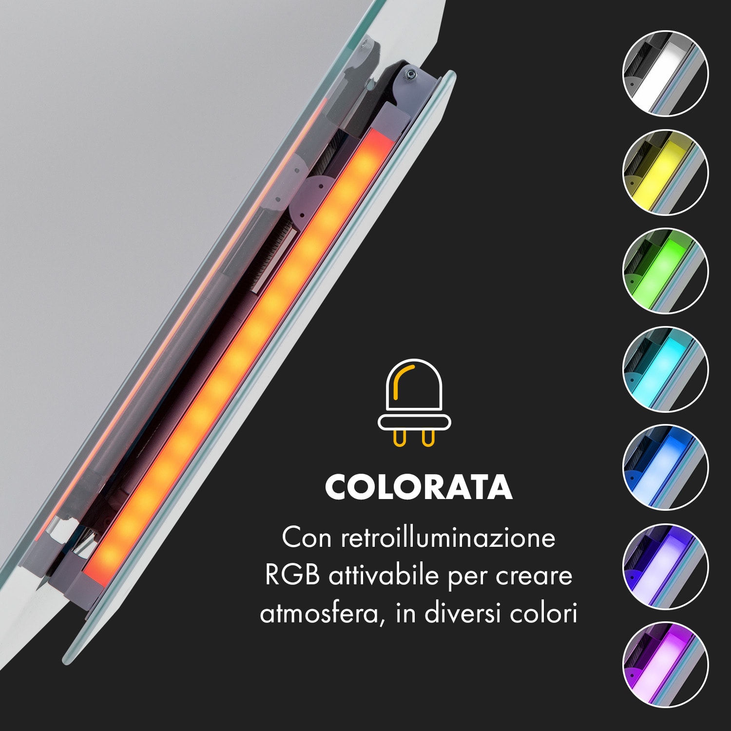 Eleonora 90, Cappa Aspirante, Pannello Touch, Luce Ambiente, A++, 420 m³/h 