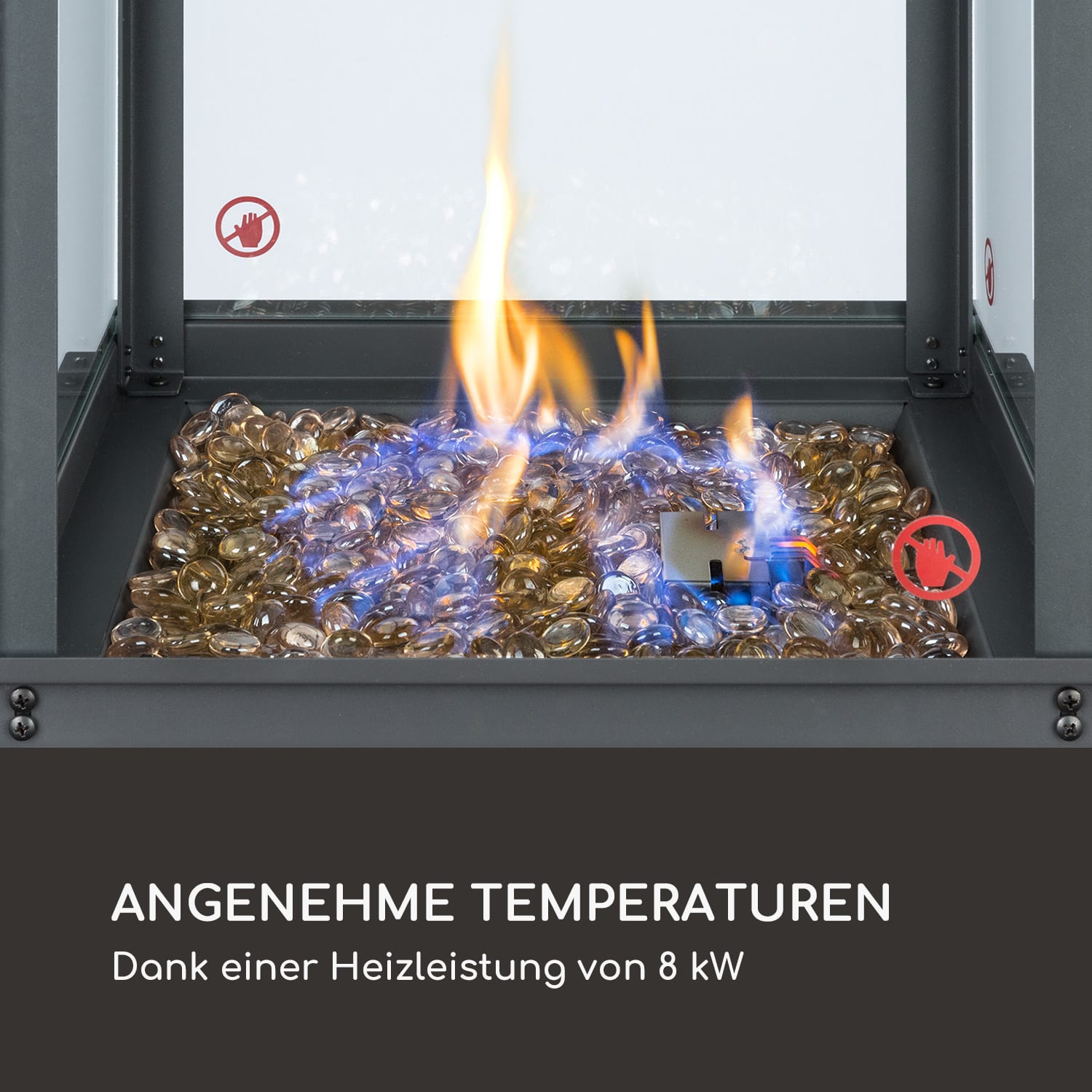 Flagranti Gasheizstrahler 8kW Gasflasche bis 11kg Edelstahl Dunkelgrau