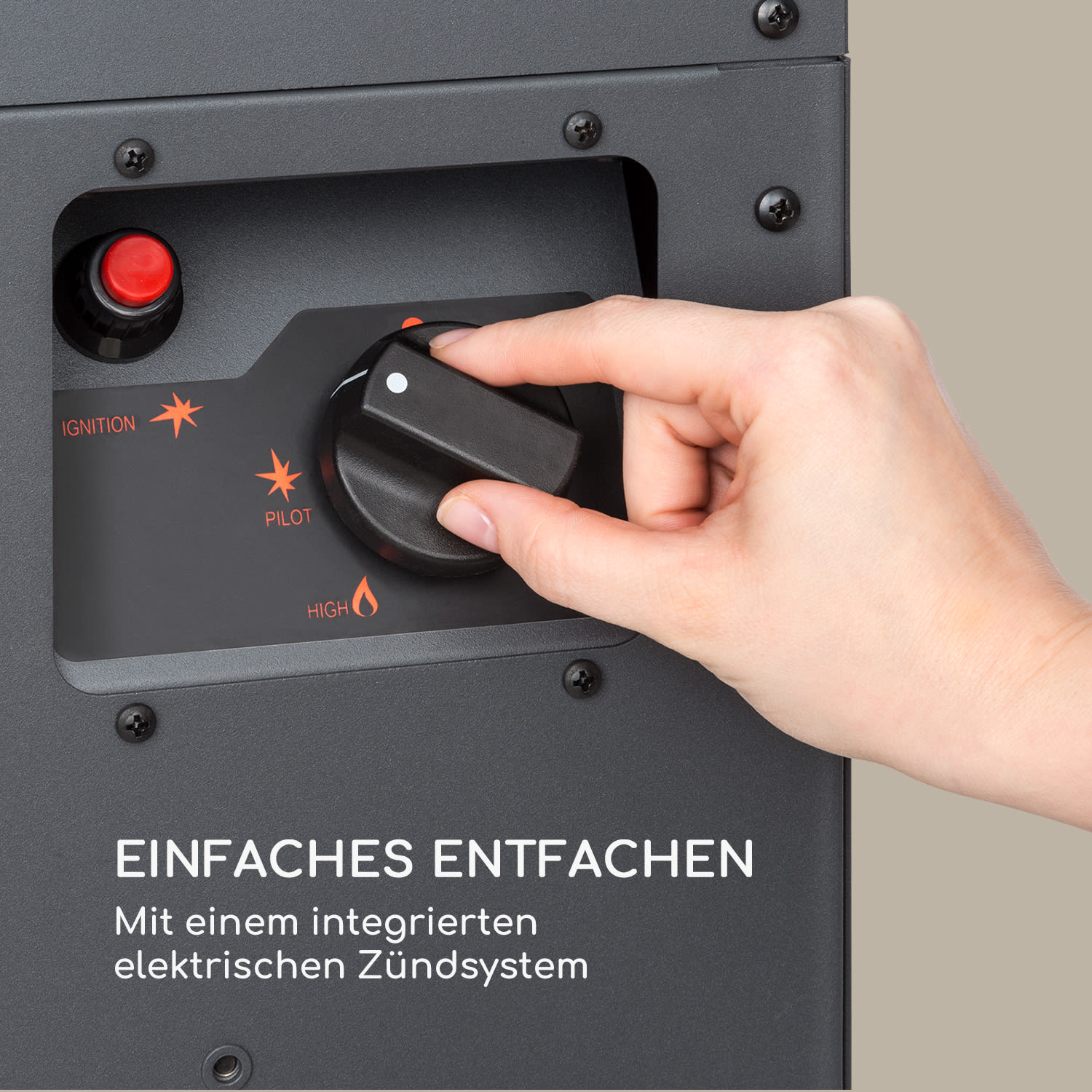 Flagranti Gasheizstrahler 8kW Gasflasche bis 11kg Edelstahl Dunkelgrau