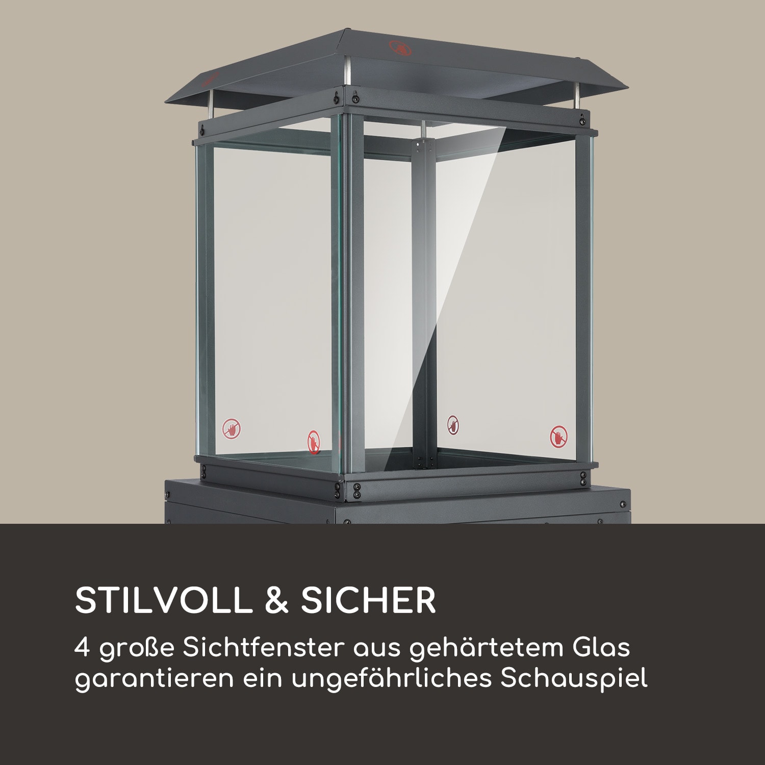 Flagranti Gasheizstrahler 8kW Gasflasche bis 11kg Edelstahl Dunkelgrau