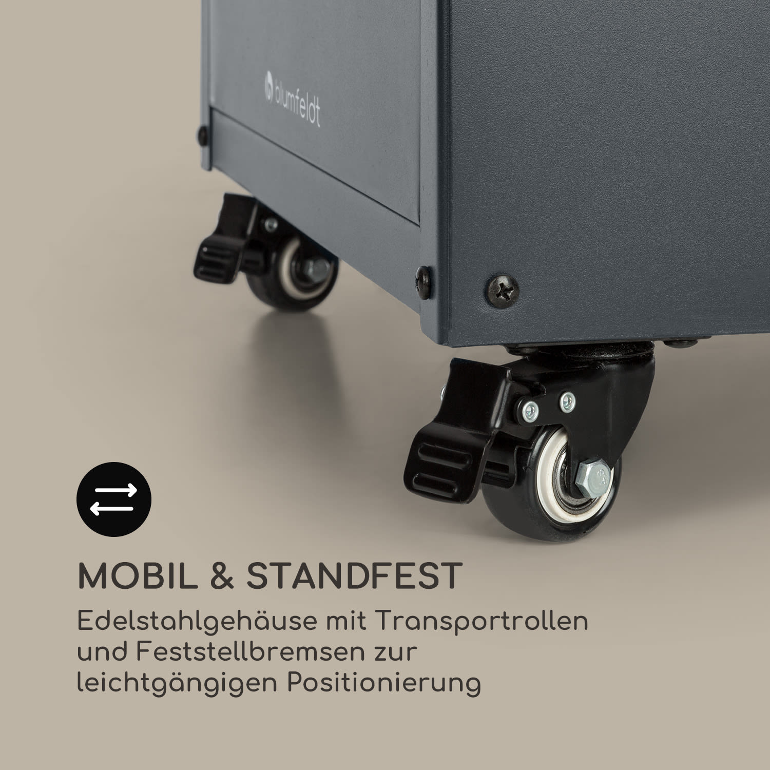 Flagranti Gasheizstrahler 8kW Gasflasche bis 11kg Edelstahl Dunkelgrau