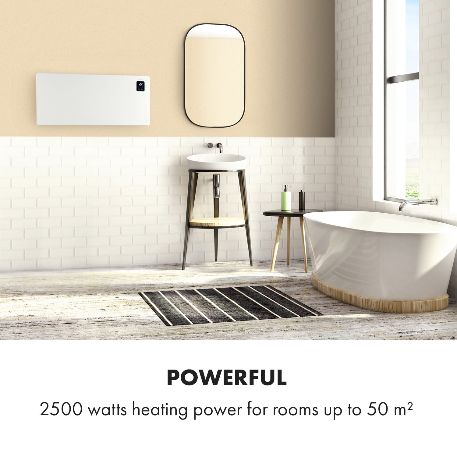 Bansin Smart 2500, convector,  2500 W, control prin intermediul aplicației 2500 W | Alb