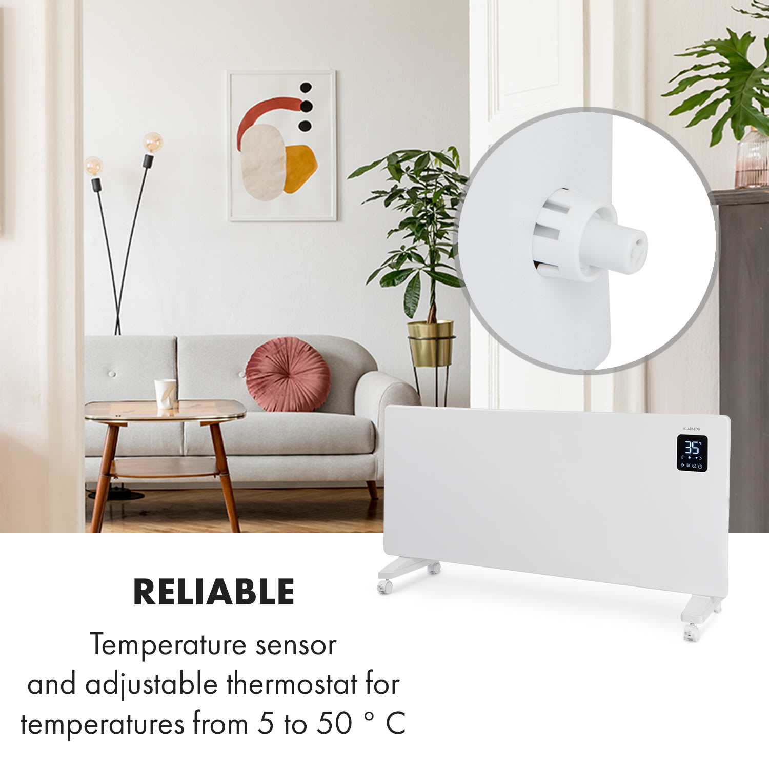 Bansin Smart 2500, convector,  2500 W, control prin intermediul aplicației 2500 W | Alb