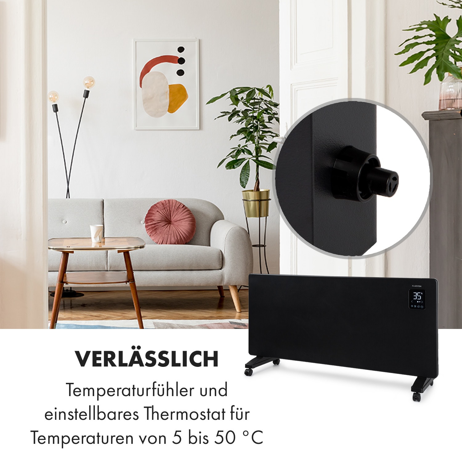 Bansin Smart 2500 Konvektionsheizgerät 2500W App-Steuerung 2500 W | Schwarz