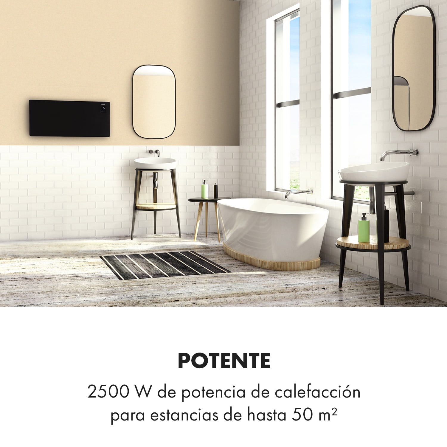 Bansin Smart 2500 Radiador eléctrico 2500W Control por aplicación 2500 W | Negro