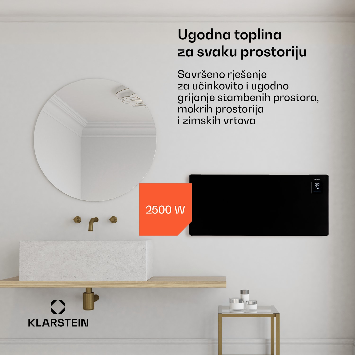 Bansin Smart 2500, konvekcijska grijalica, 2500 W, upravljanje putem aplikacije 2500 W | Crna