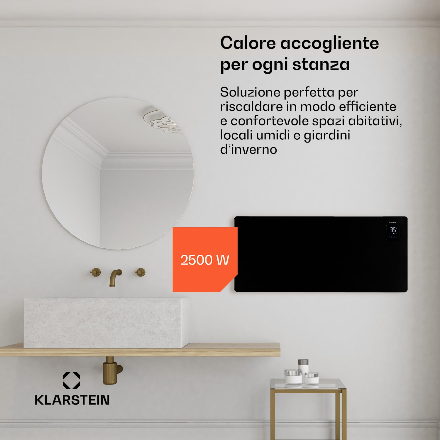 Bansin Smart 2500, Termoconvettore, Controllo con App, 2500W 2500 W | Nero