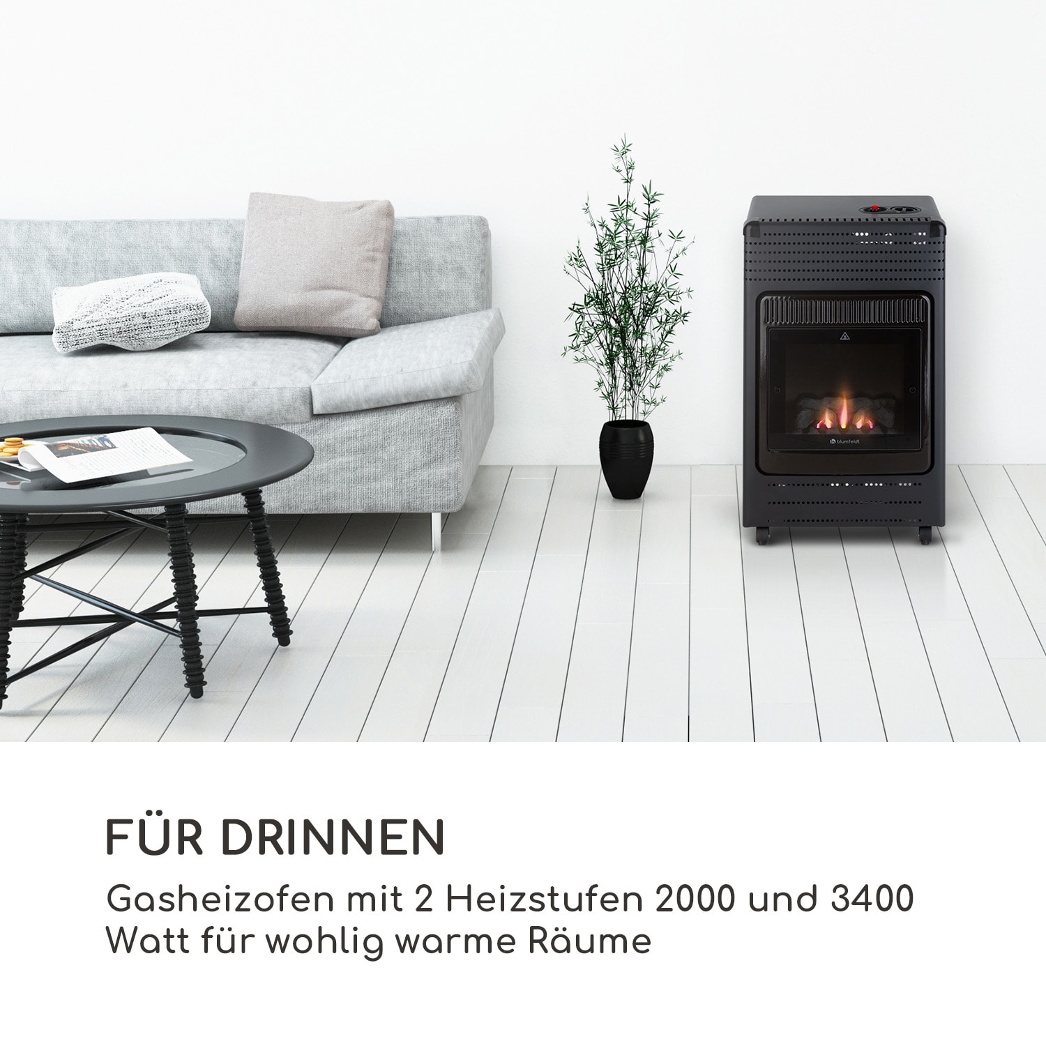 Andora Flame Gasheizofen Gasheizer Feuerschein bis 3,4kW