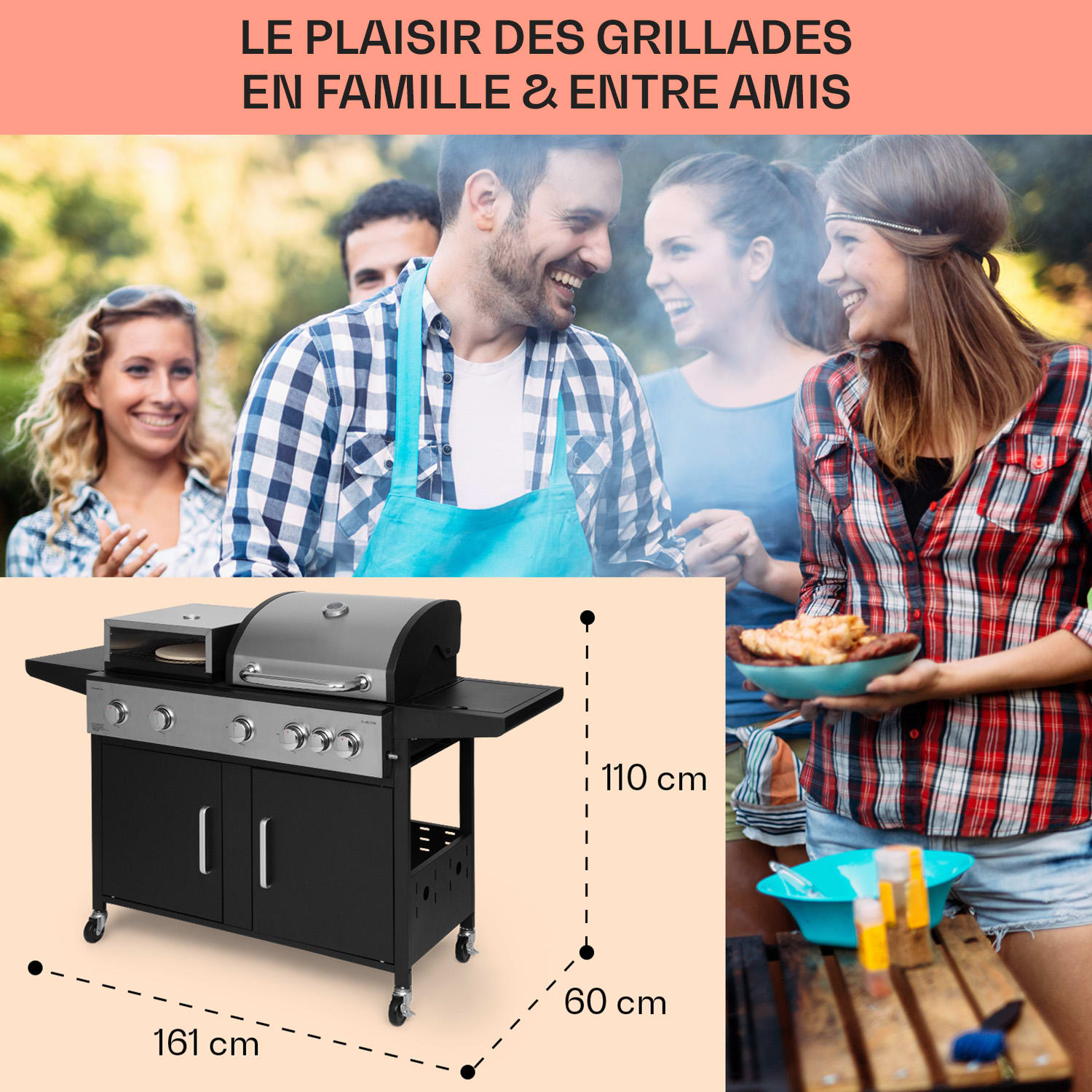 Kingsville XL combigrill gas pizzaoven 20,5 kW 5+1 brander 5 hoofdbrander + 1 zijbrander