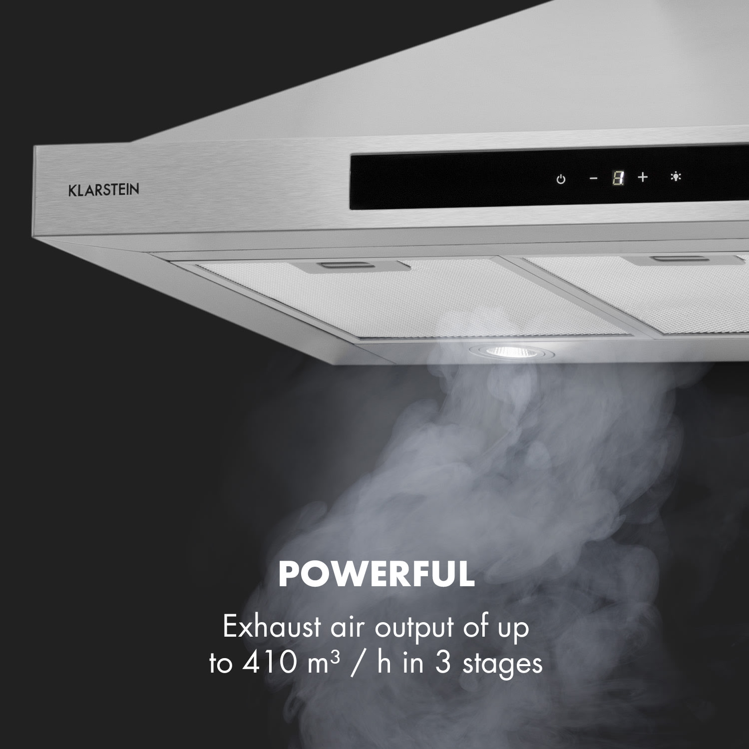 Zelda Eco 90, hotă de perete, 240W, 3 trepte, 410m³ / h, LED, EEK: A + 90 cm