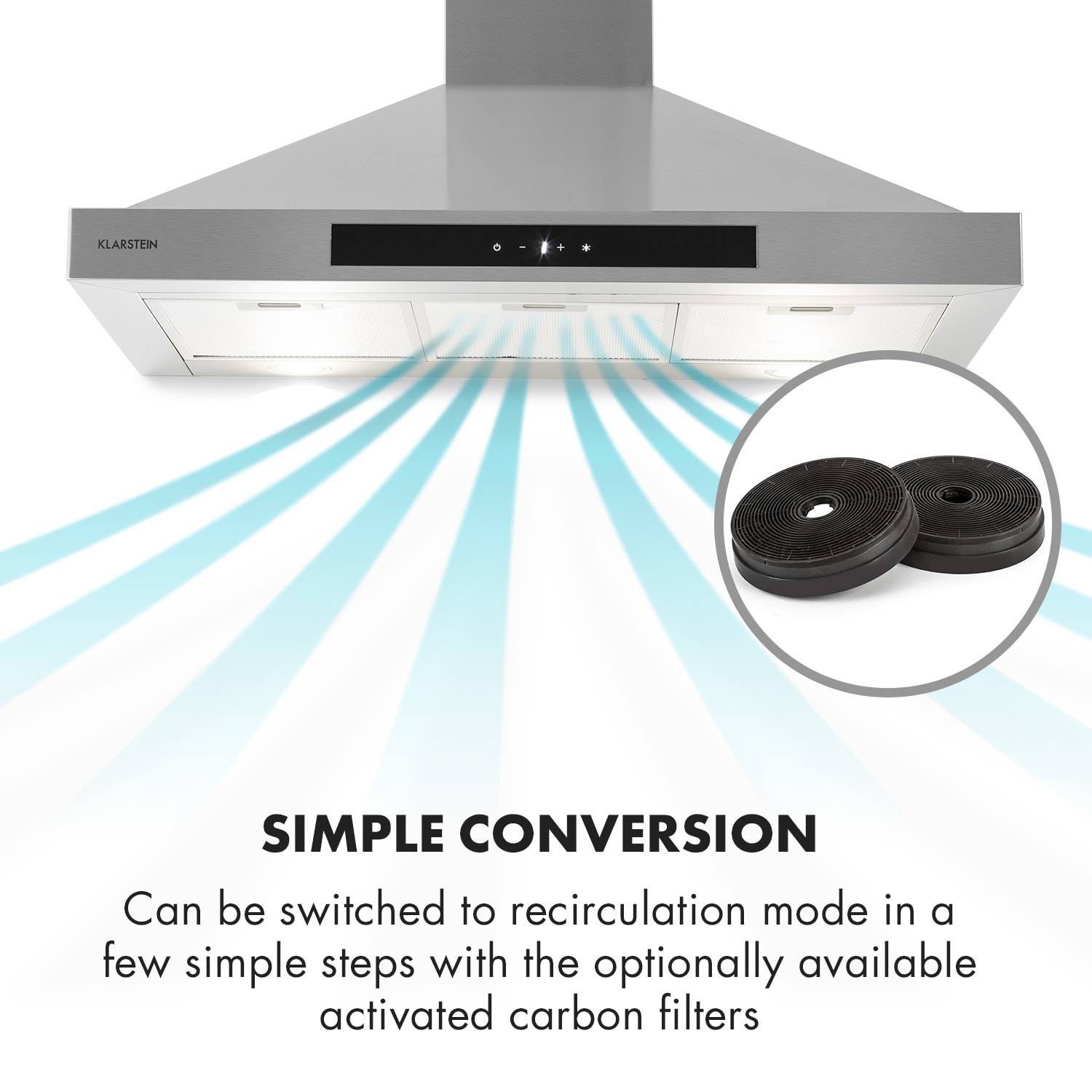 Zelda Eco 90, hotă de perete, 240W, 3 trepte, 410m³ / h, LED, EEK: A + 90 cm