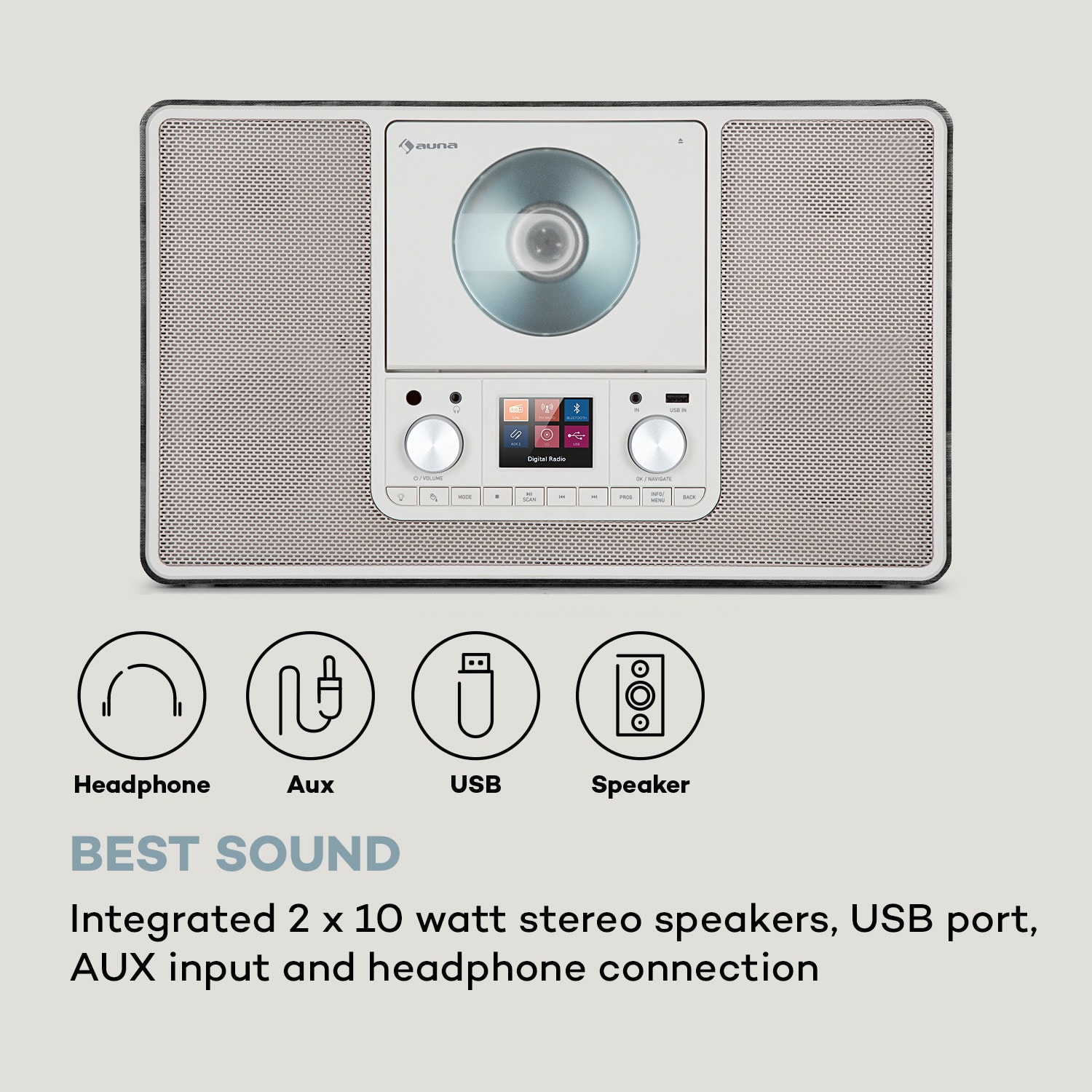 Scala VCD, digitális rádió, CD, BT, MP3, DAB+, FM rádió 