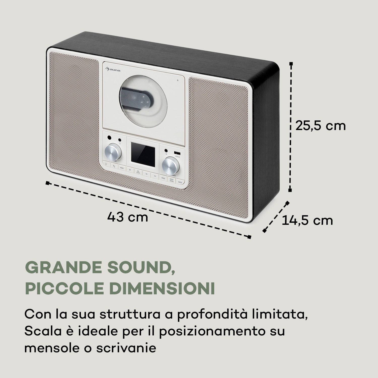 Scala VCD-IR, radio internet, WIFI, CD, BT, MP3, DAB+, FM 
