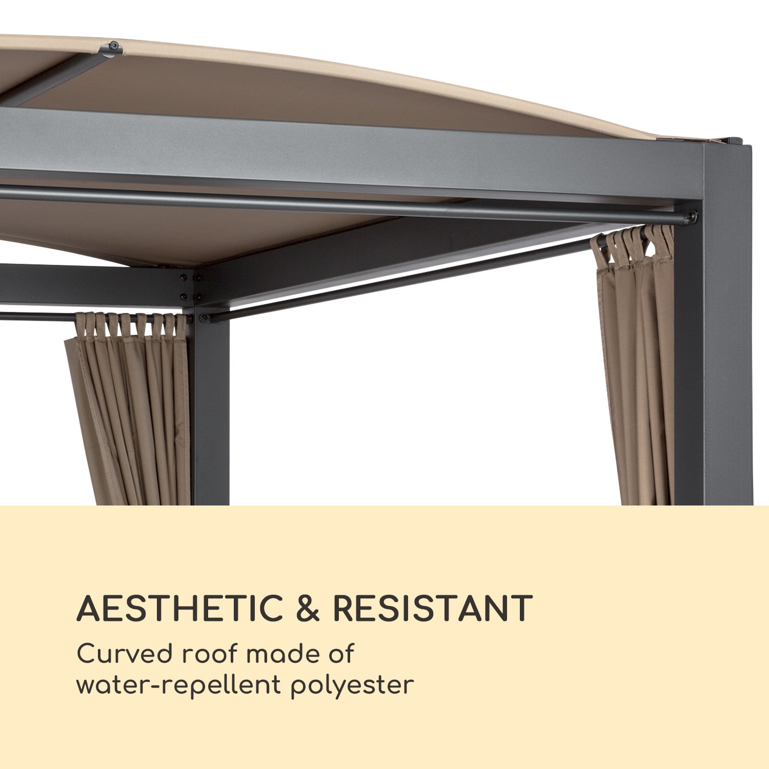 Eremitage Double XL napozóágy, 2 fő, fém váz, tető, függöny Antracit / világosszürke