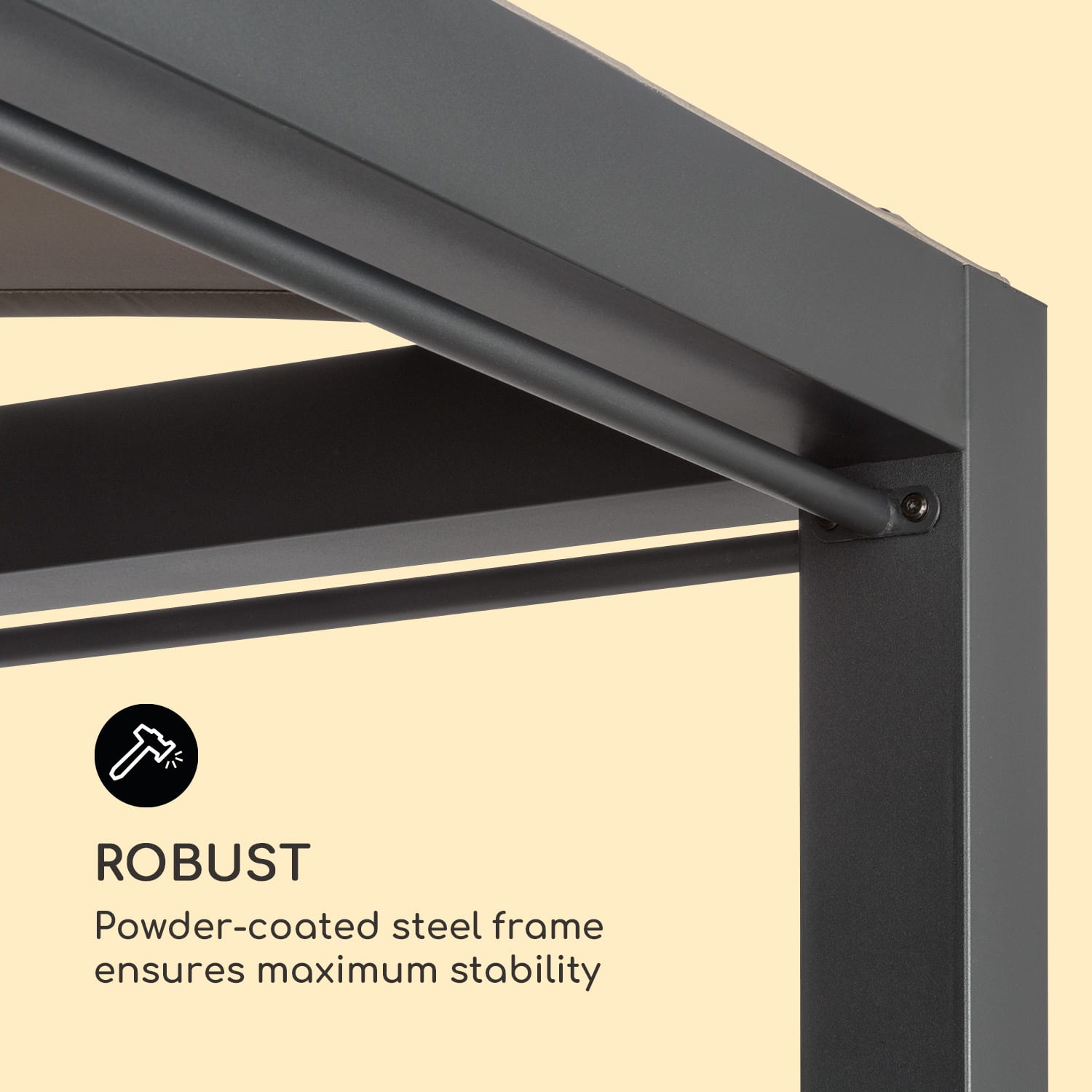 Eremitage Double XL napozóágy, 2 fő, fém váz, tető, függöny Antracit / világosszürke