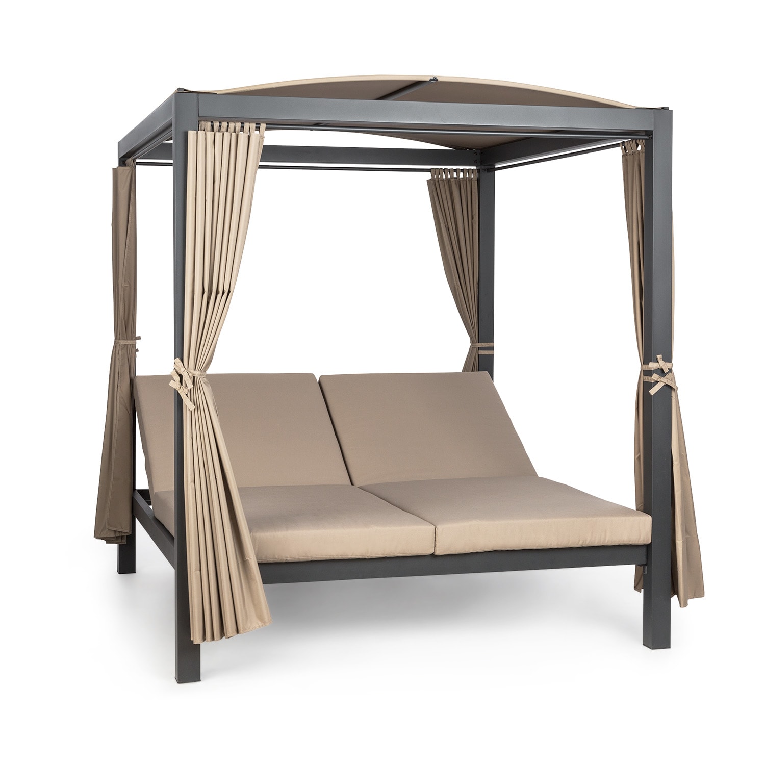 Eremitage Double XL napozóágy, 2 fő, fém váz, tető, függöny Antracit / világosszürke