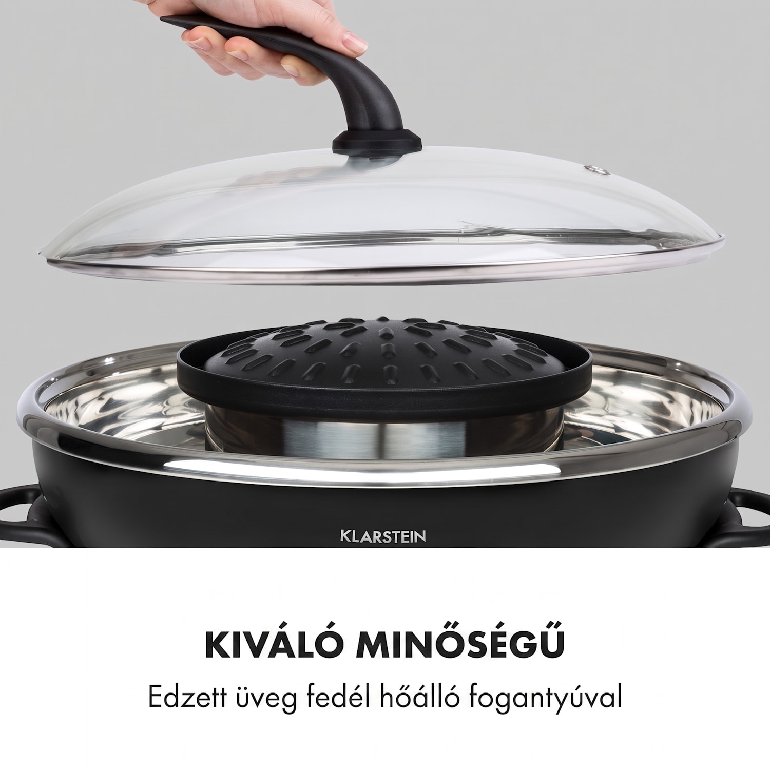 Szechuan, hot pot és grill lemez, 5 l űrtartalom, 1350 W, 600 W, fekete Fekete