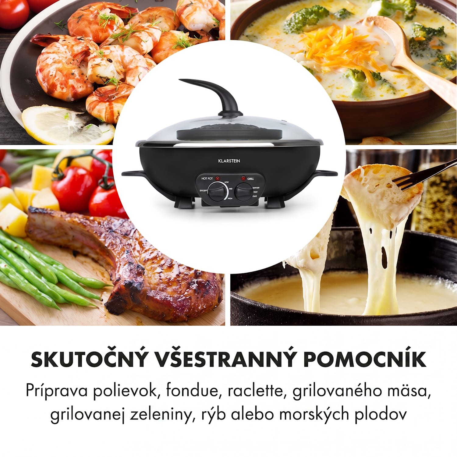 Szechuan 2 v 1, hot pot a grilovacia platňa, objem 5 l, 1350/ 600 W, čierny Čierna