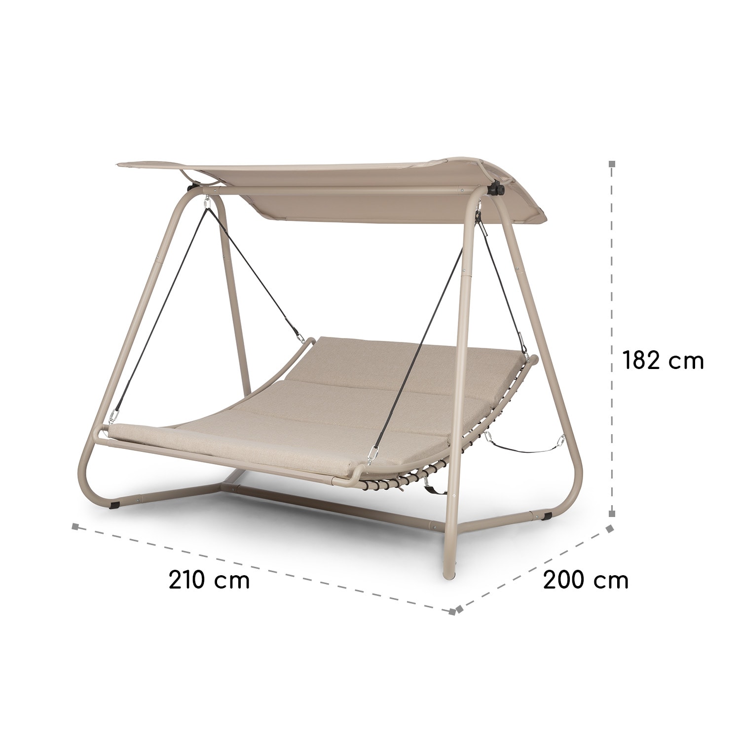 Garden Grove, leżak ogrodowy, swing bed, stalowa rama, dach słoneczny, poliester Piasek