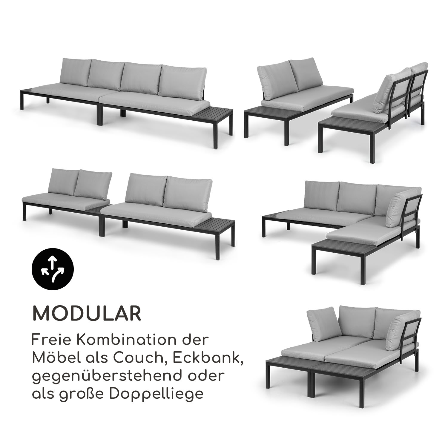 Cartagena Lounger 2 Zweisitzer mit Tisch Stahl Polyester 