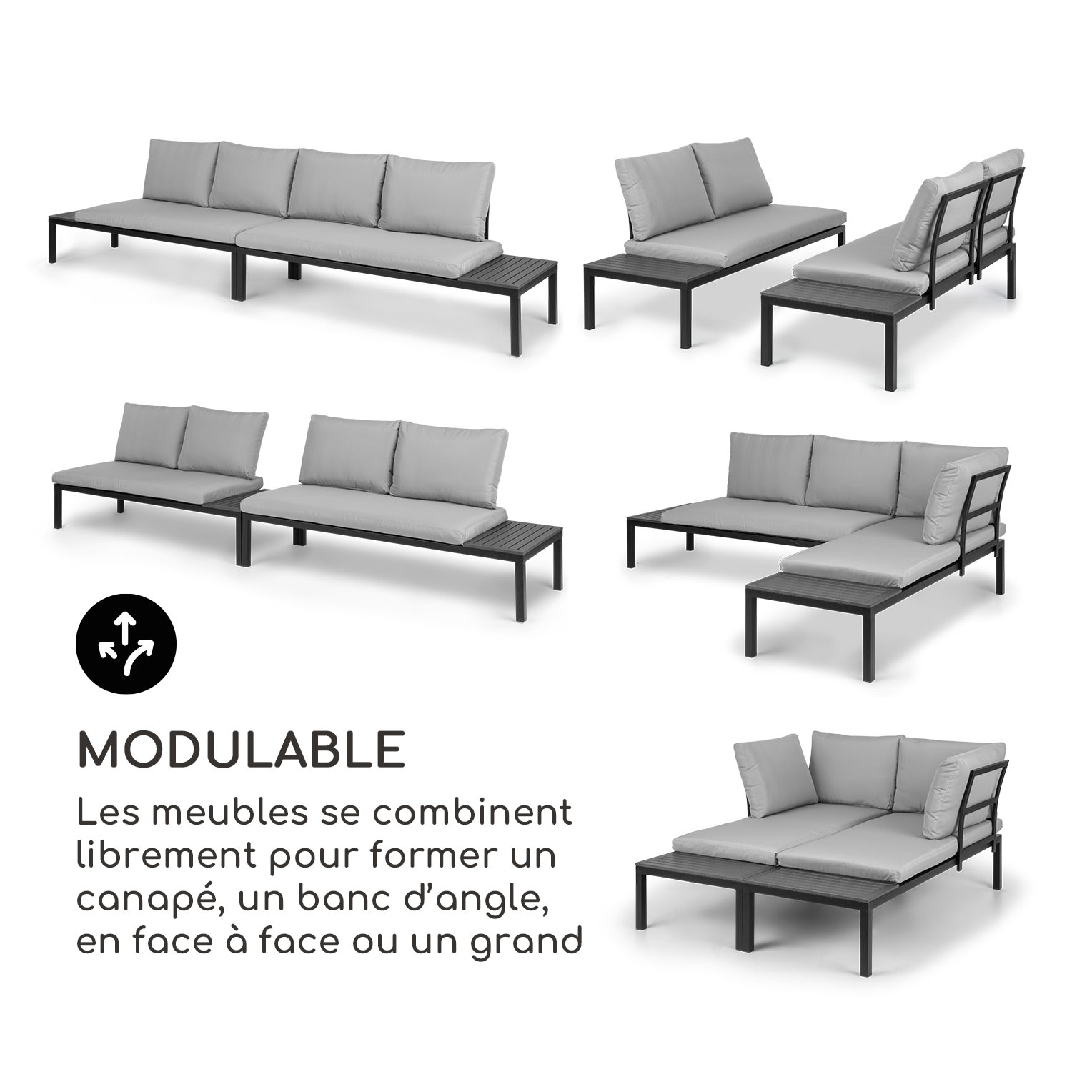 Cartagena Lounger 2 deux places avec table acier polyester 