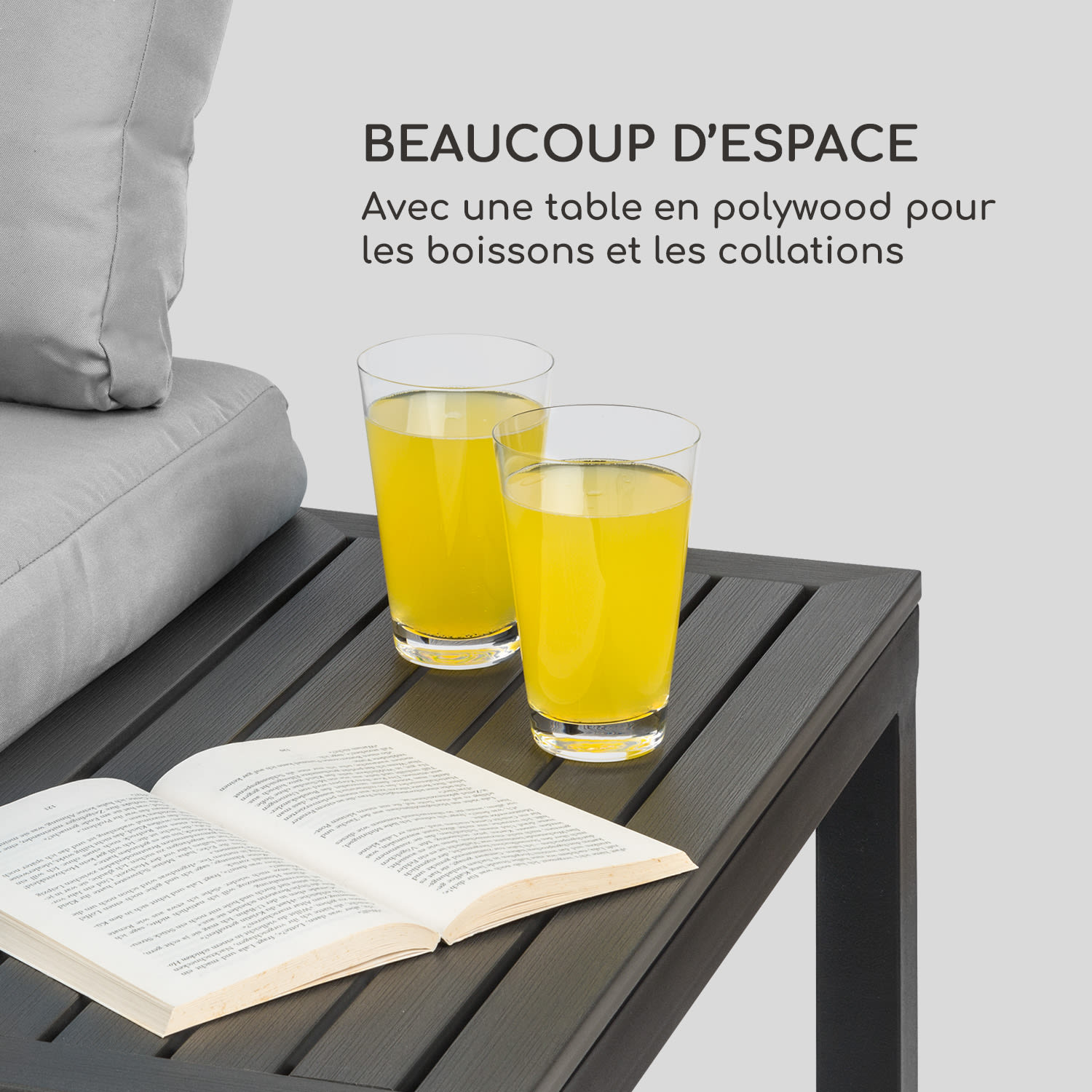 Cartagena Lounger 2 deux places avec table acier polyester 