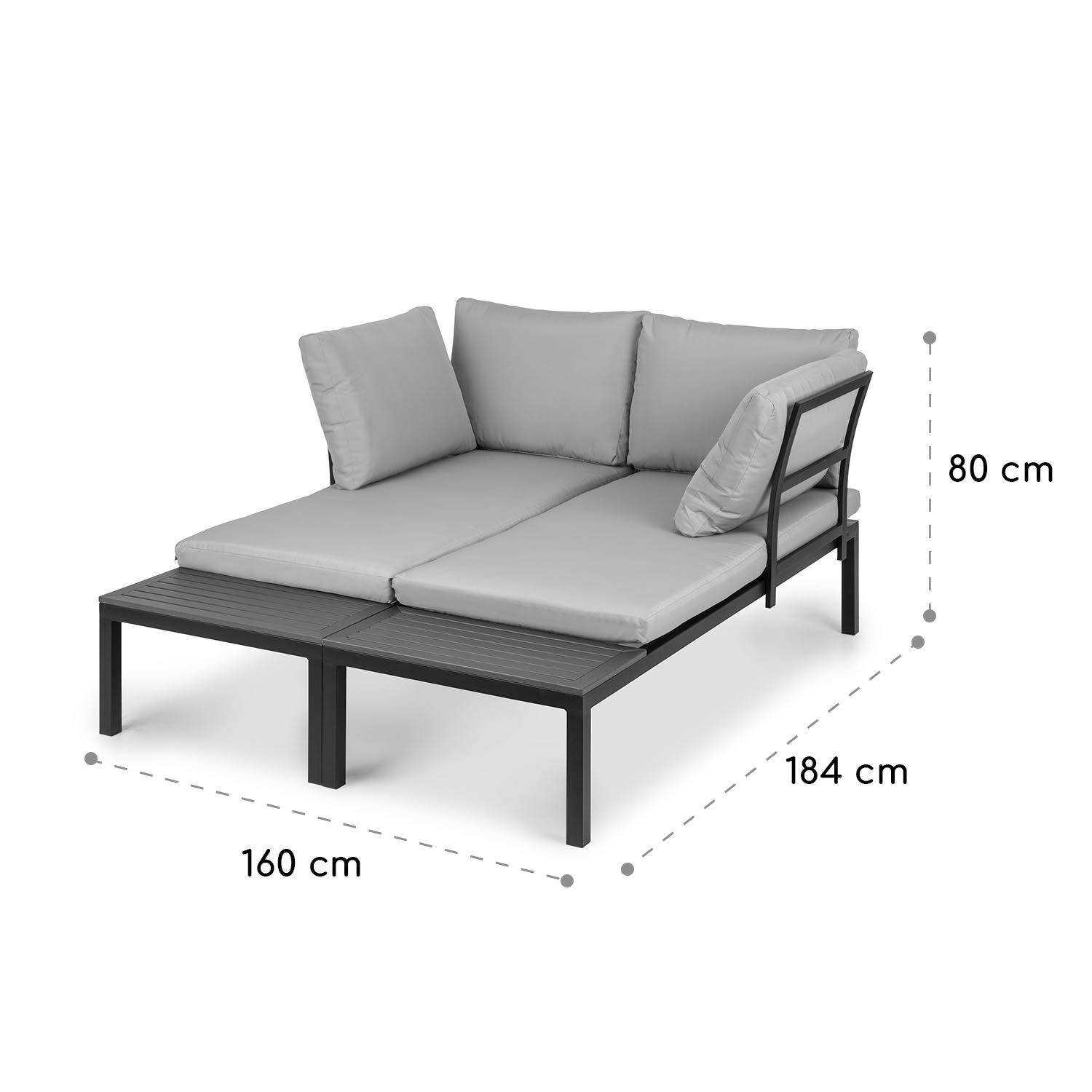 Cartagena Lounger 2 Zweisitzer mit Tisch Stahl Polyester 