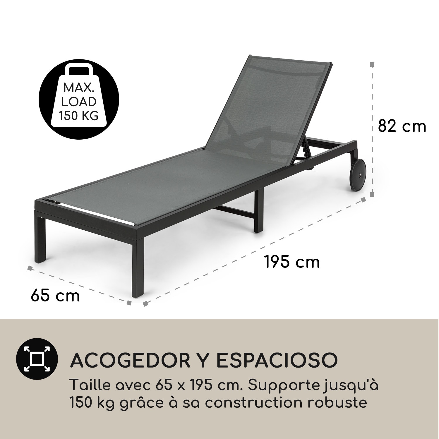 Tumbona Lucca Poliéster Aluminio 4 posiciones