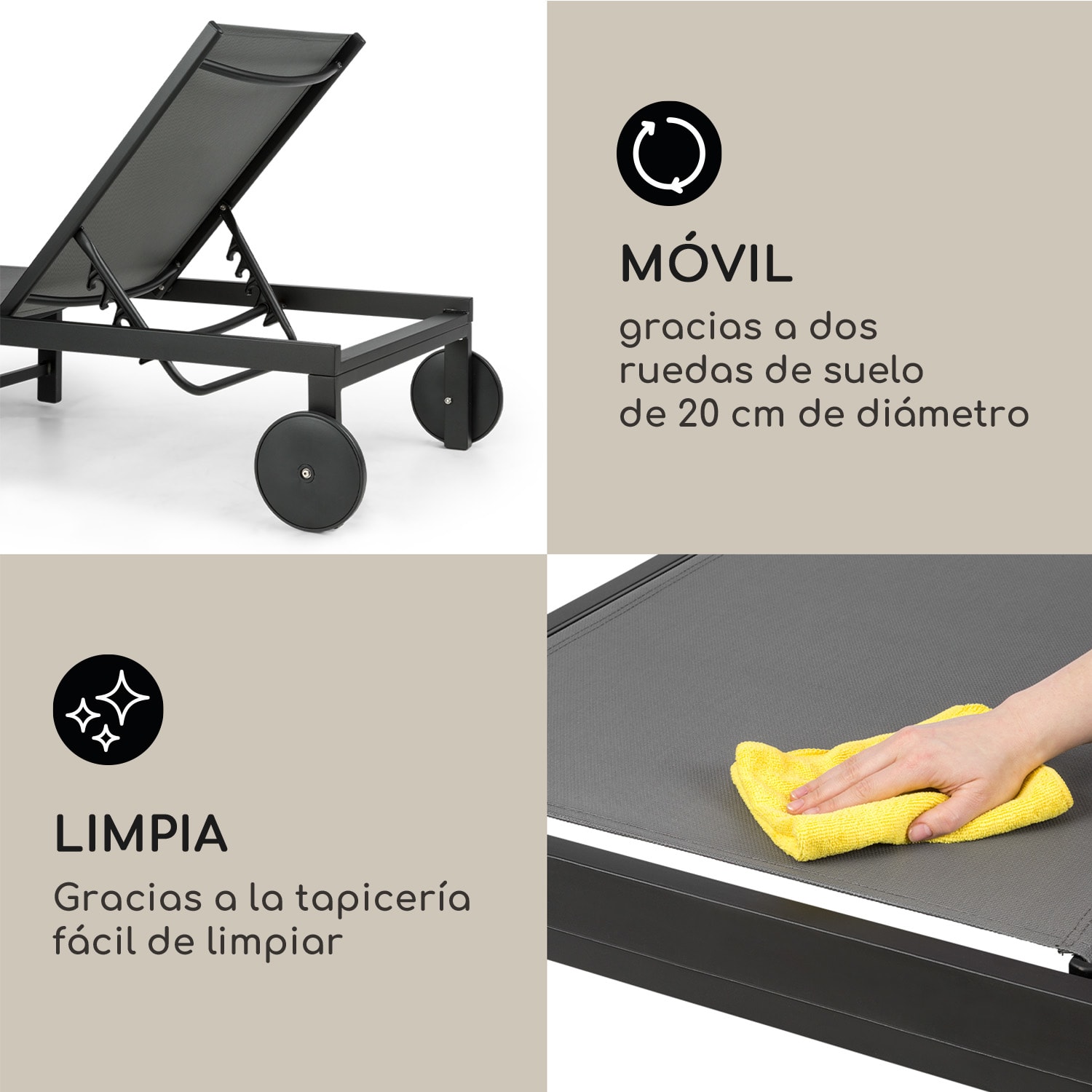 Tumbona Lucca Poliéster Aluminio 4 posiciones