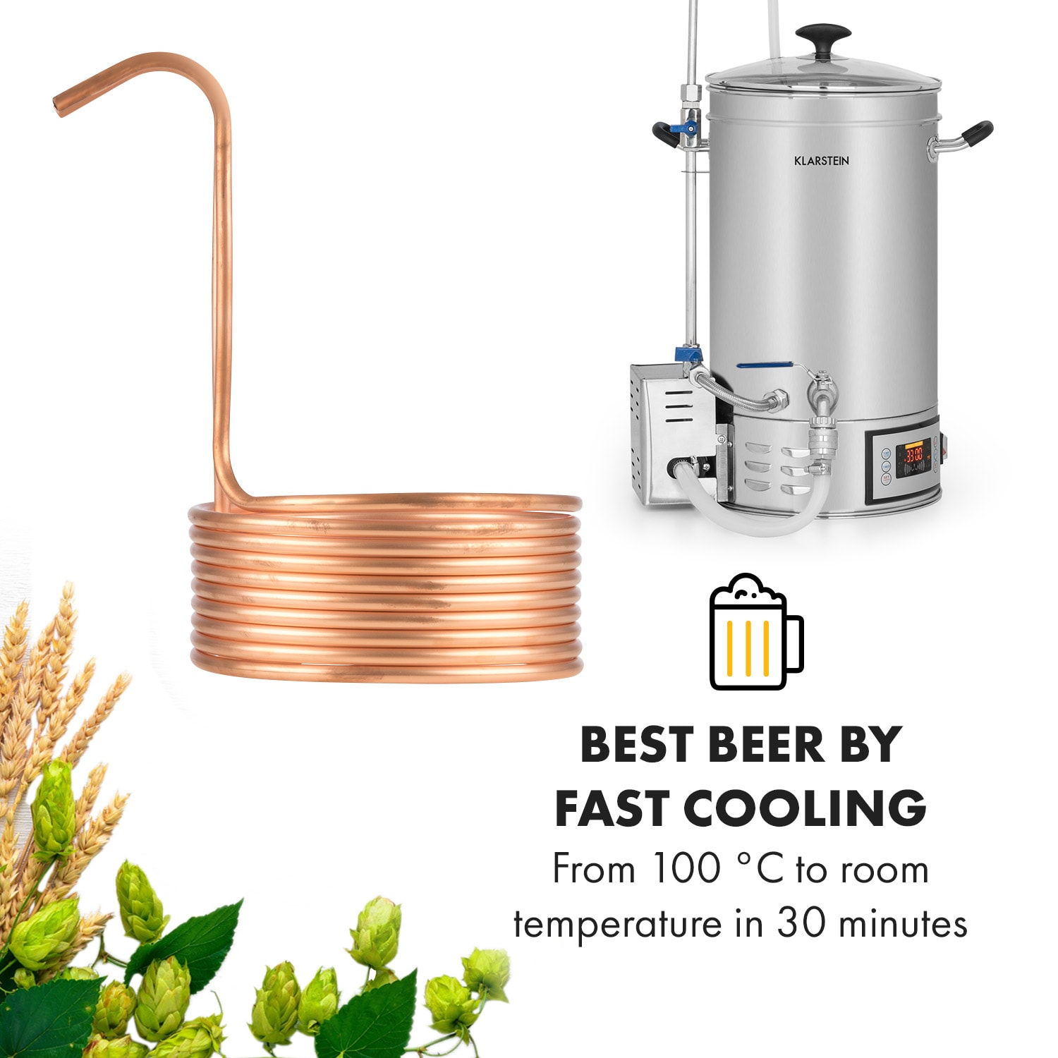 Chiller 10K, chłodnica do brzeczki, Ø22,4 cm, 10 zwojów 10 pętli chłodzących