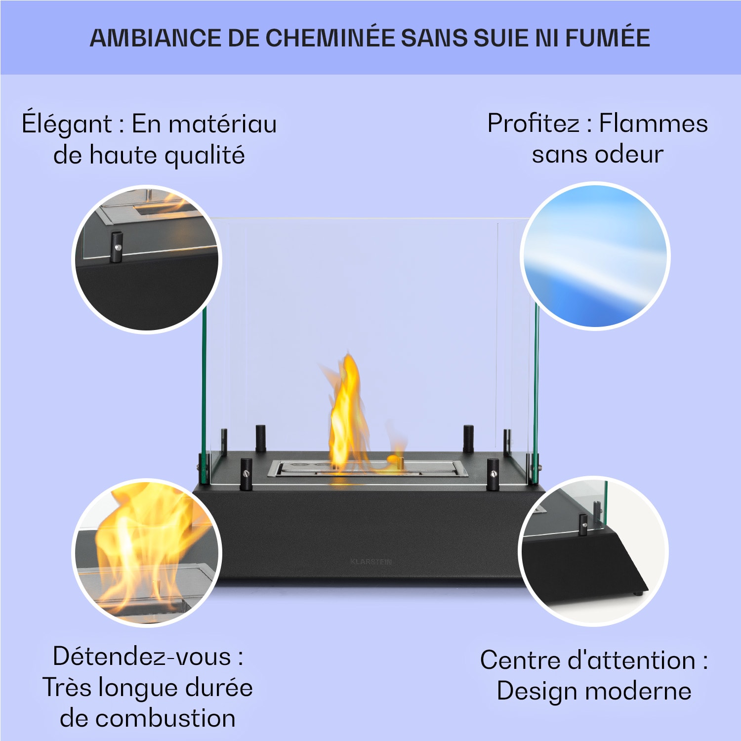 Phantasma Cubo ethanolhaard rook- en reukloos roestvrijstalen brander veiligheidsglas 