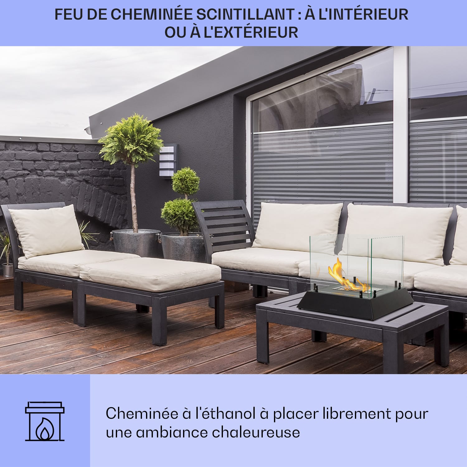 Phantasma Cubo ethanolhaard rook- en reukloos roestvrijstalen brander veiligheidsglas 