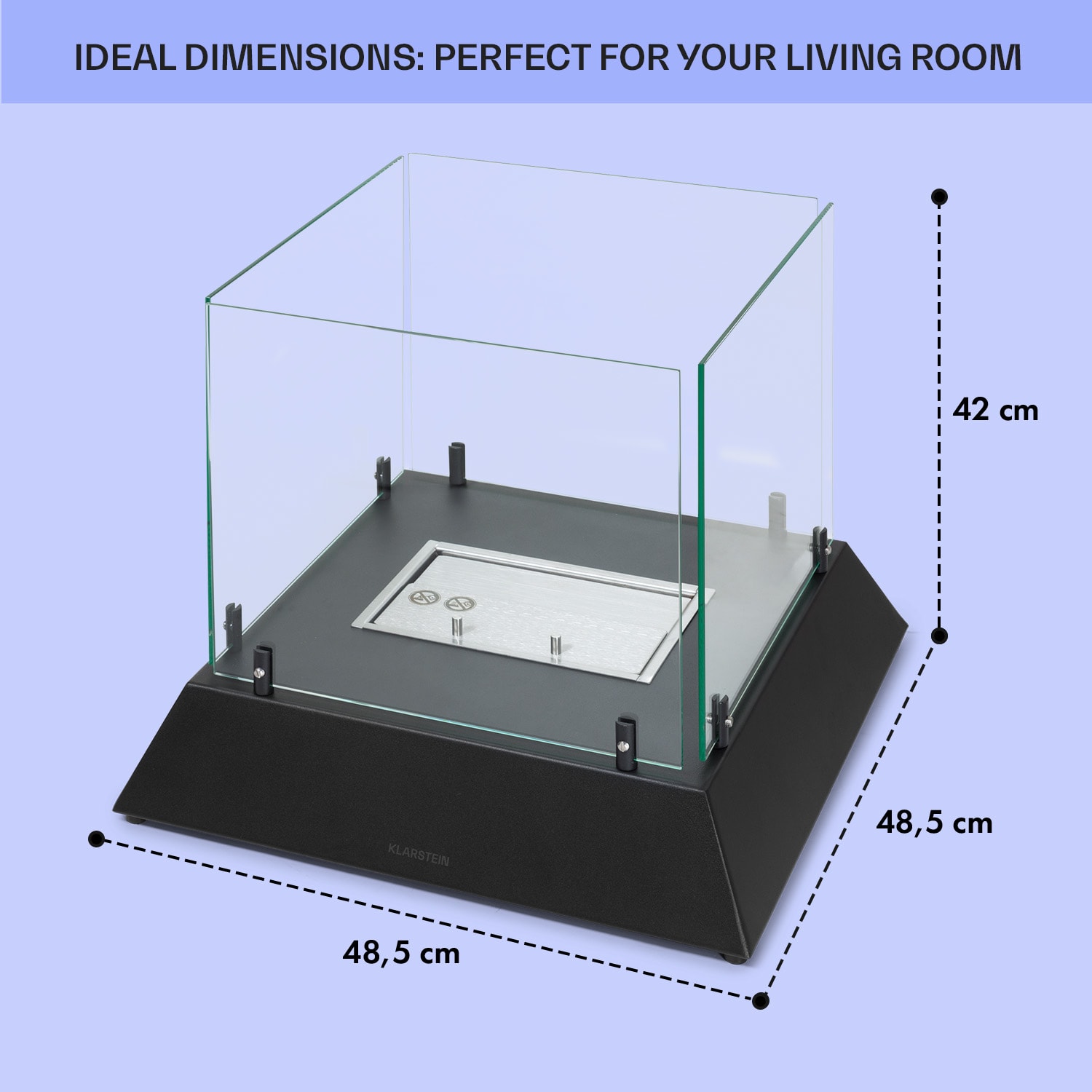 Phantasma Cubo, etanol kandalló, rozsdamentes acél égő, füst- és szagmentes, biztonsági üveg 