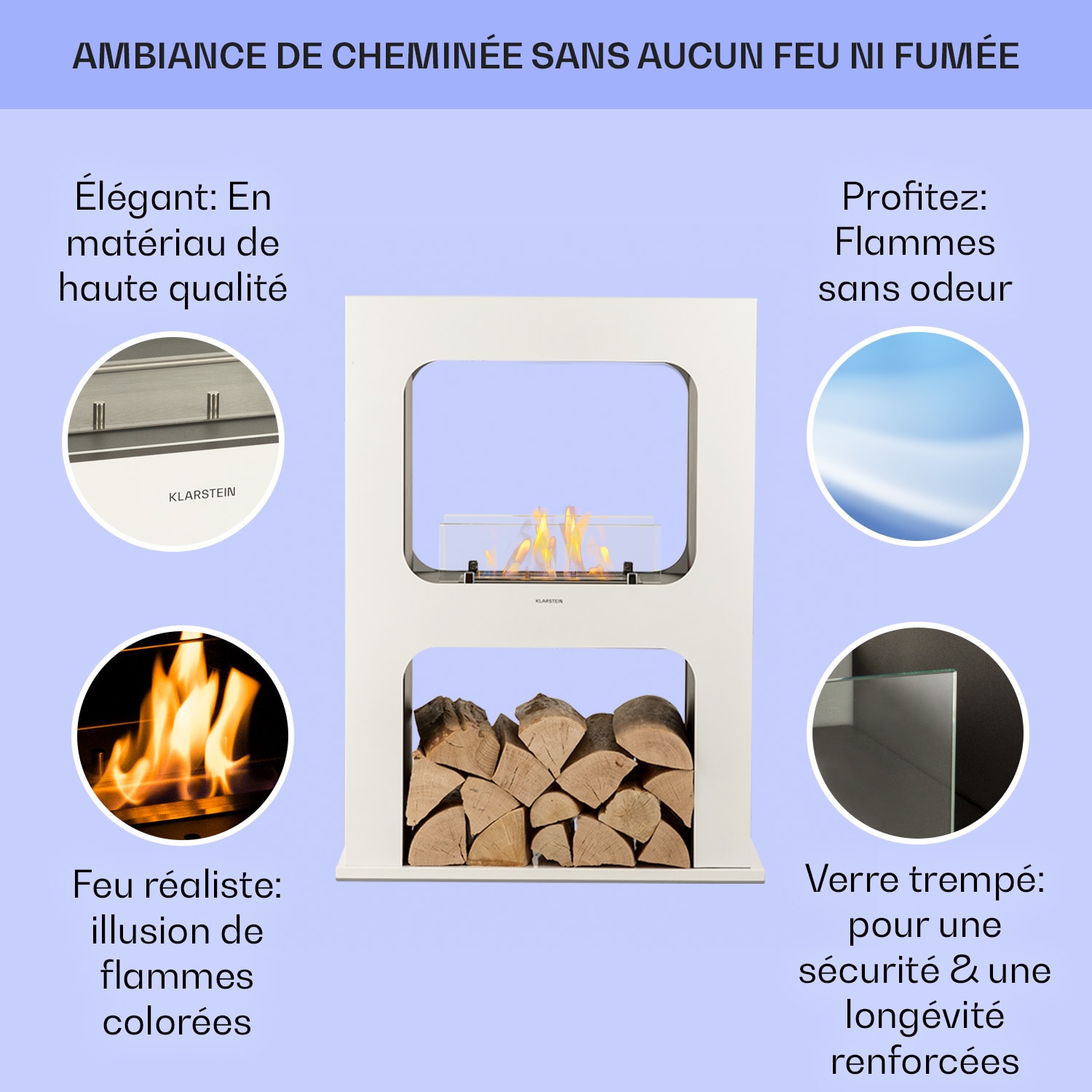 Phantasma Peña Cheminée à l'éthanol bioéthanol sans fumée ni odeur 