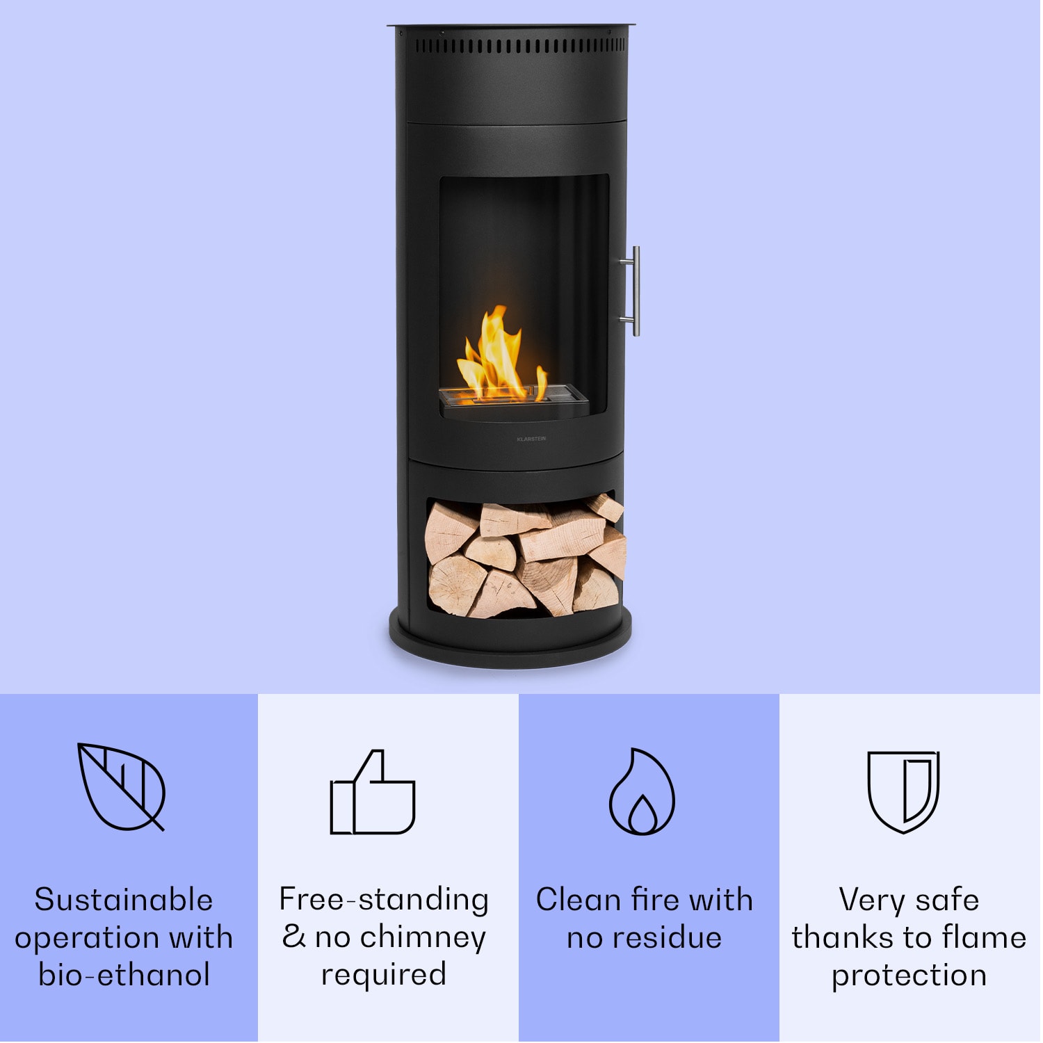 Phantasma Calor, etanol kandalló, füst- és szagmentes, biztonsági üveg 