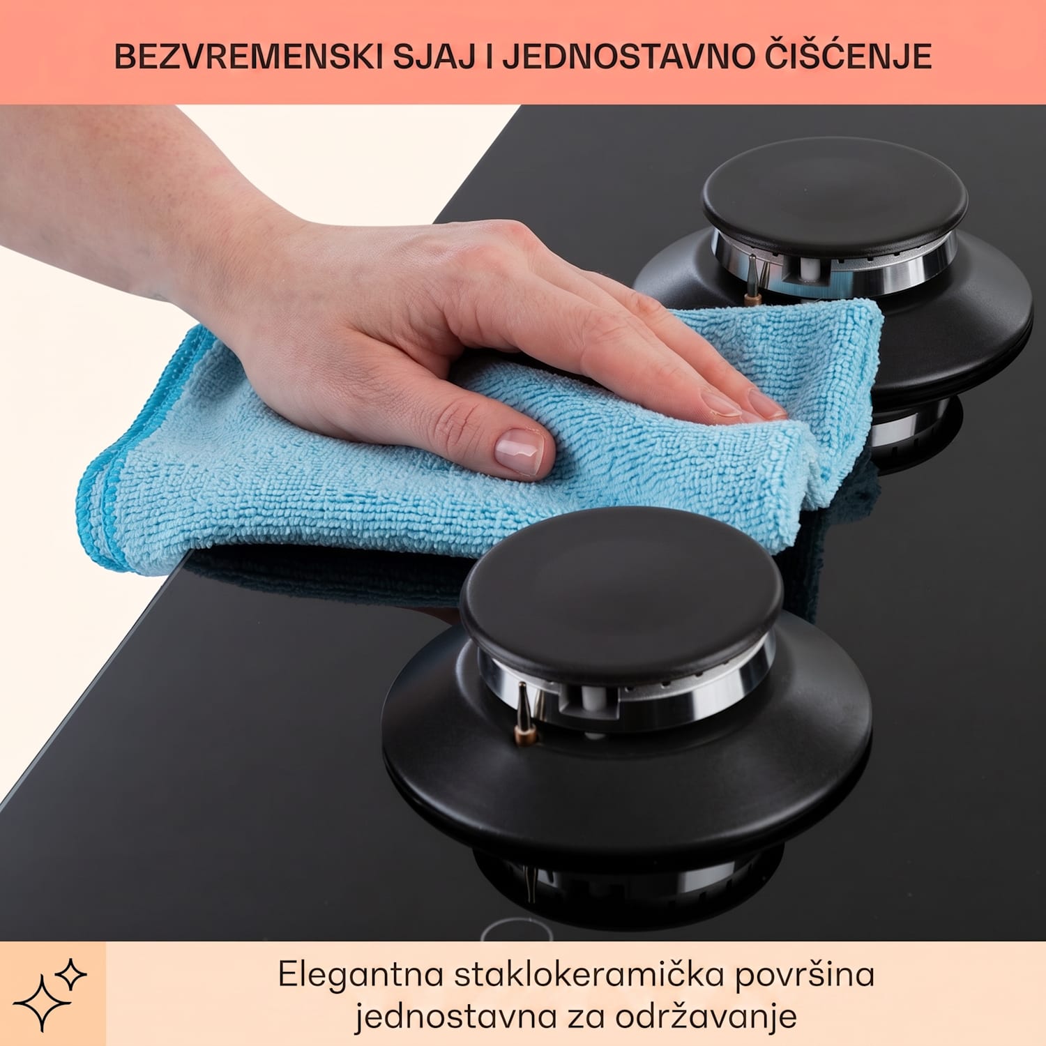 Illuminosa 5, plinska ploča za kuhanje, 5 plamenika, crna 75 cm | Staklo | Crna