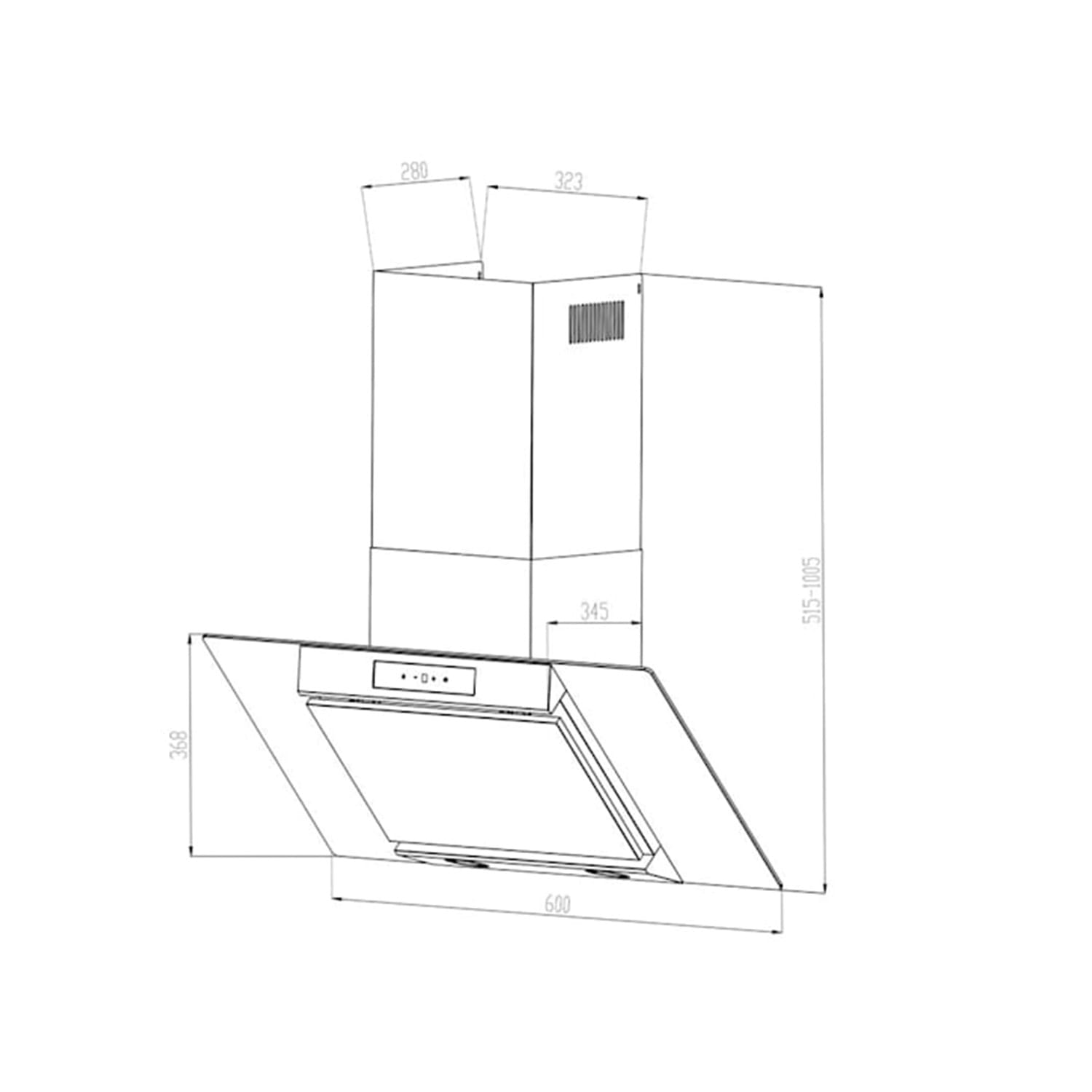 Balzac Silent 60, napa, 250 W, 3 stopnje moči, 604 m³/h, LED, EEK A 60 cm