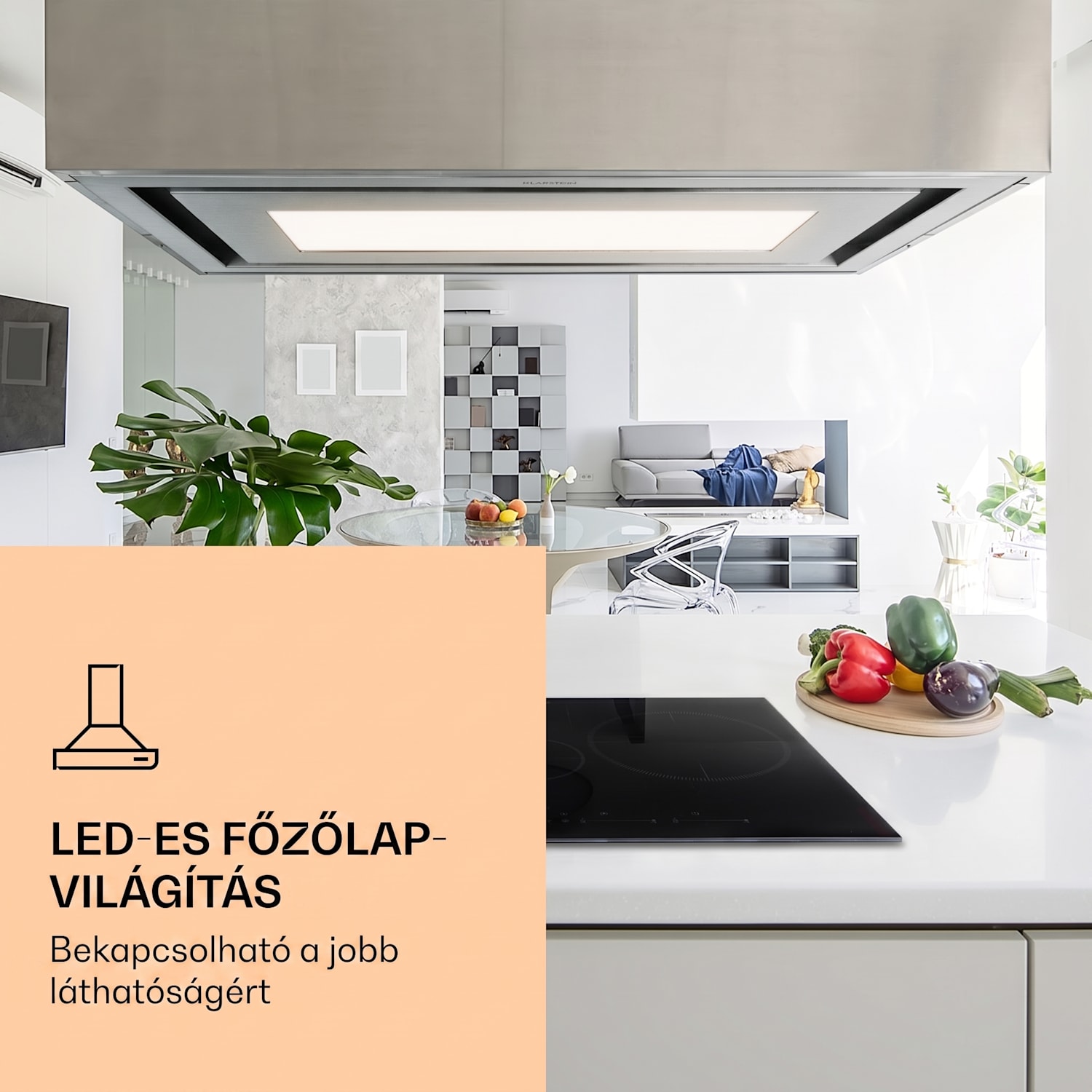 Remy Brilliant Edition, sziget páraelszívó, 90 cm, 609 m³/ó, A energiahatékonysági osztály, LED, üveg, nemesacél 
