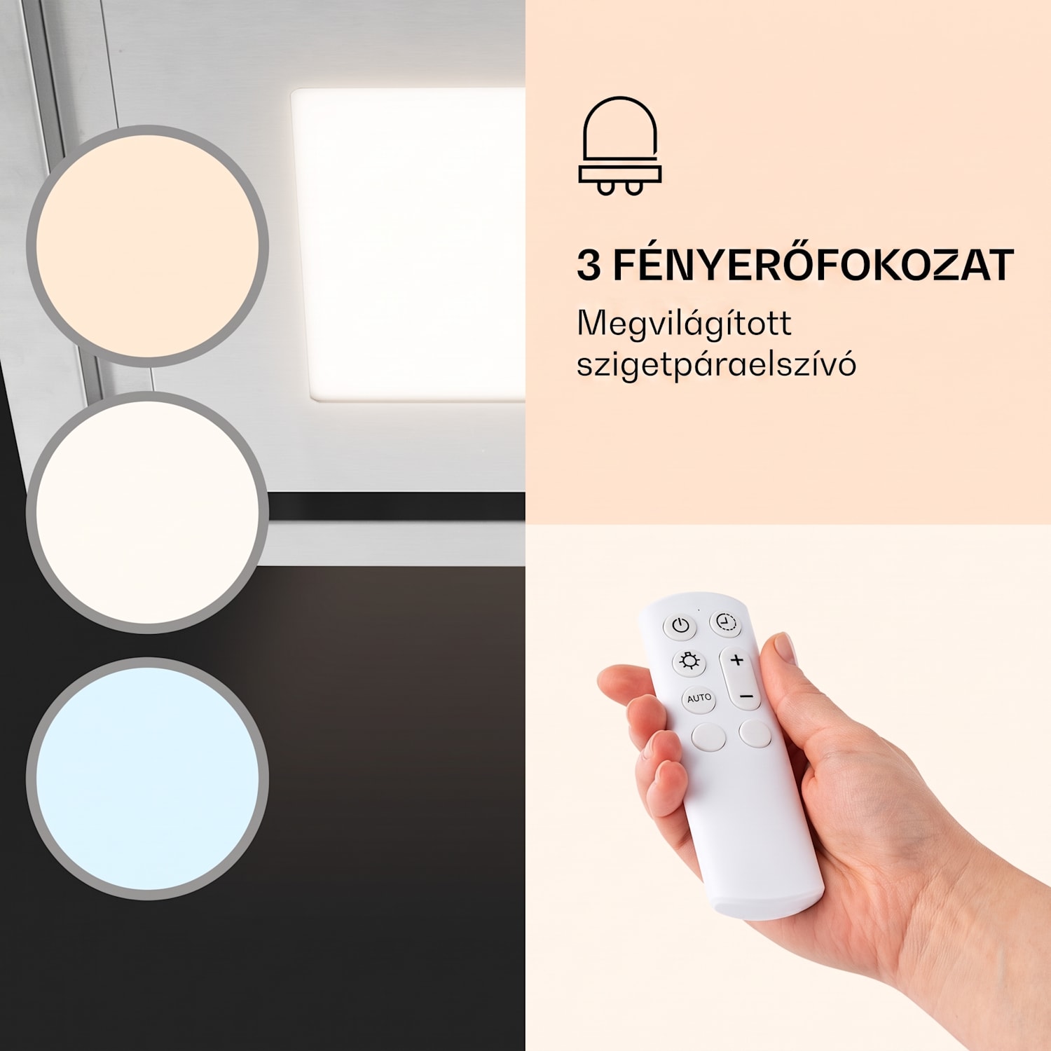 Remy Brilliant Edition, sziget páraelszívó, 90 cm, 609 m³/ó, A energiahatékonysági osztály, LED, üveg, nemesacél 