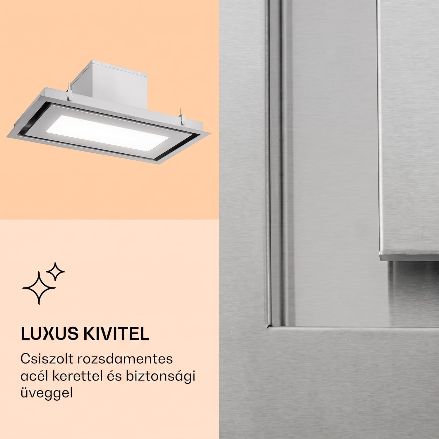 Remy Brilliant Edition, sziget páraelszívó, 90 cm, 609 m³/ó, A energiahatékonysági osztály, LED, üveg, nemesacél 