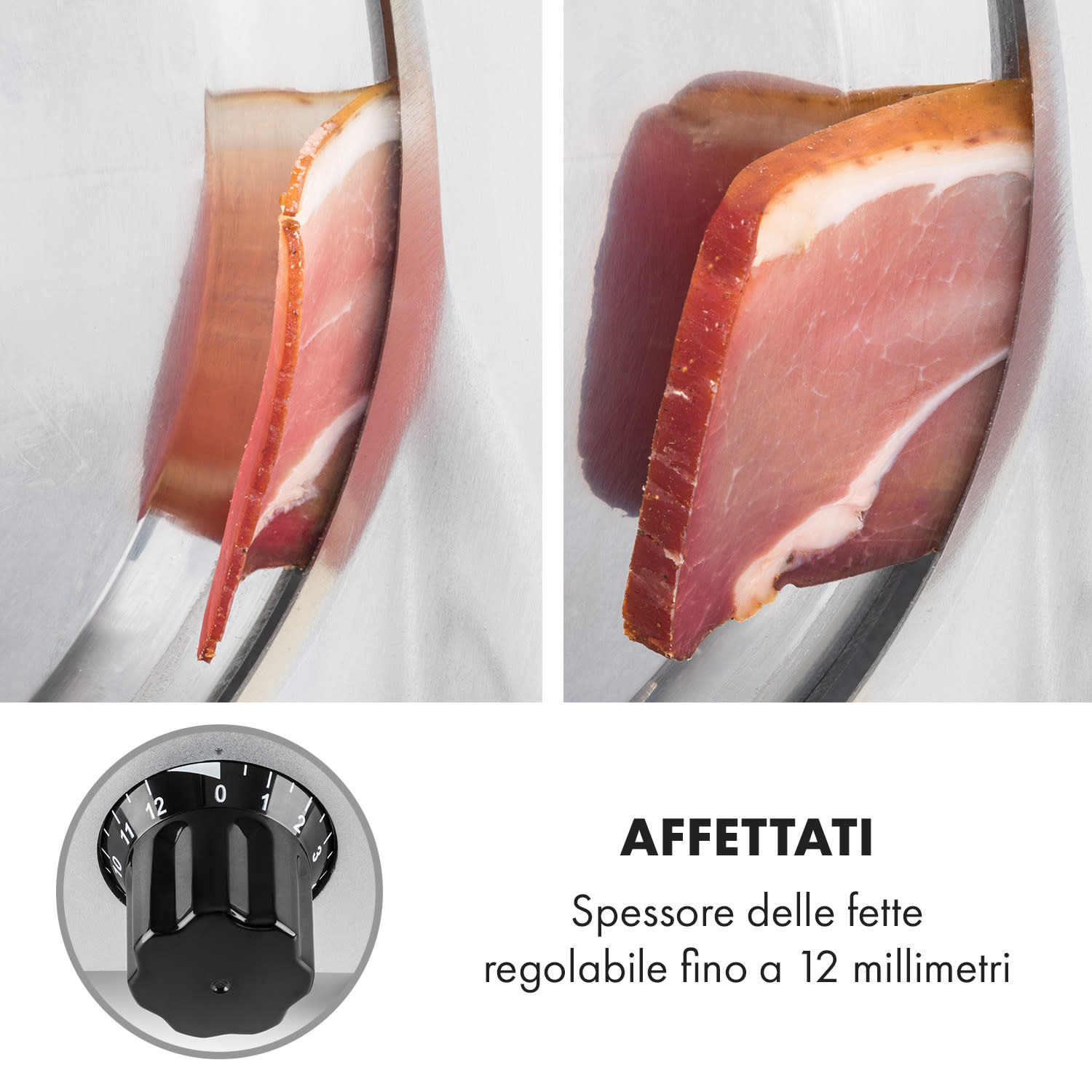 Carpaccio, Affettatrice, 0-12mm, 200x155mm, Acciaio Inox, 240W Argento