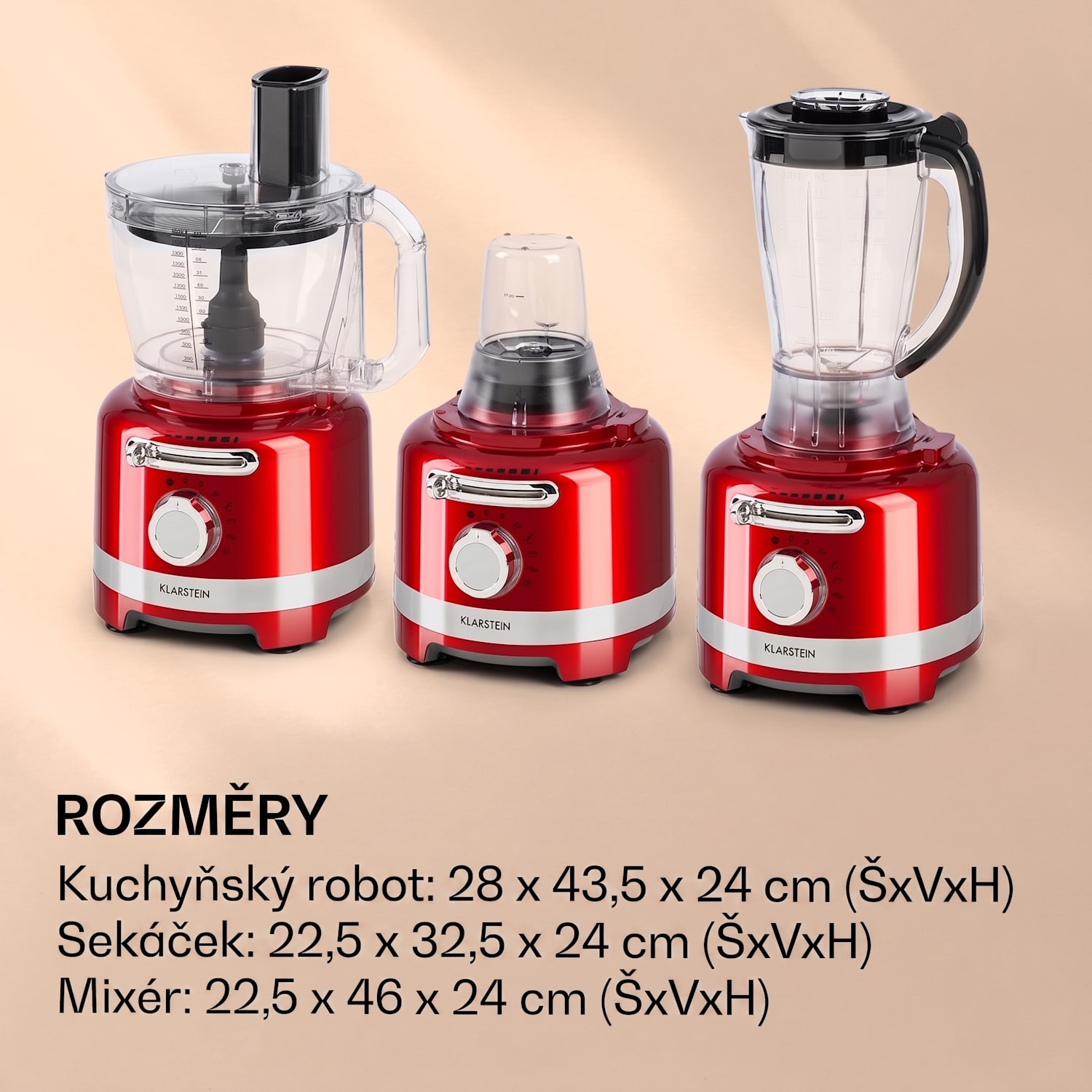 Luca, multifunkční mixér, 1000 W, 3 l, plynulé nastavení rychlosti, 6 režimů Červená