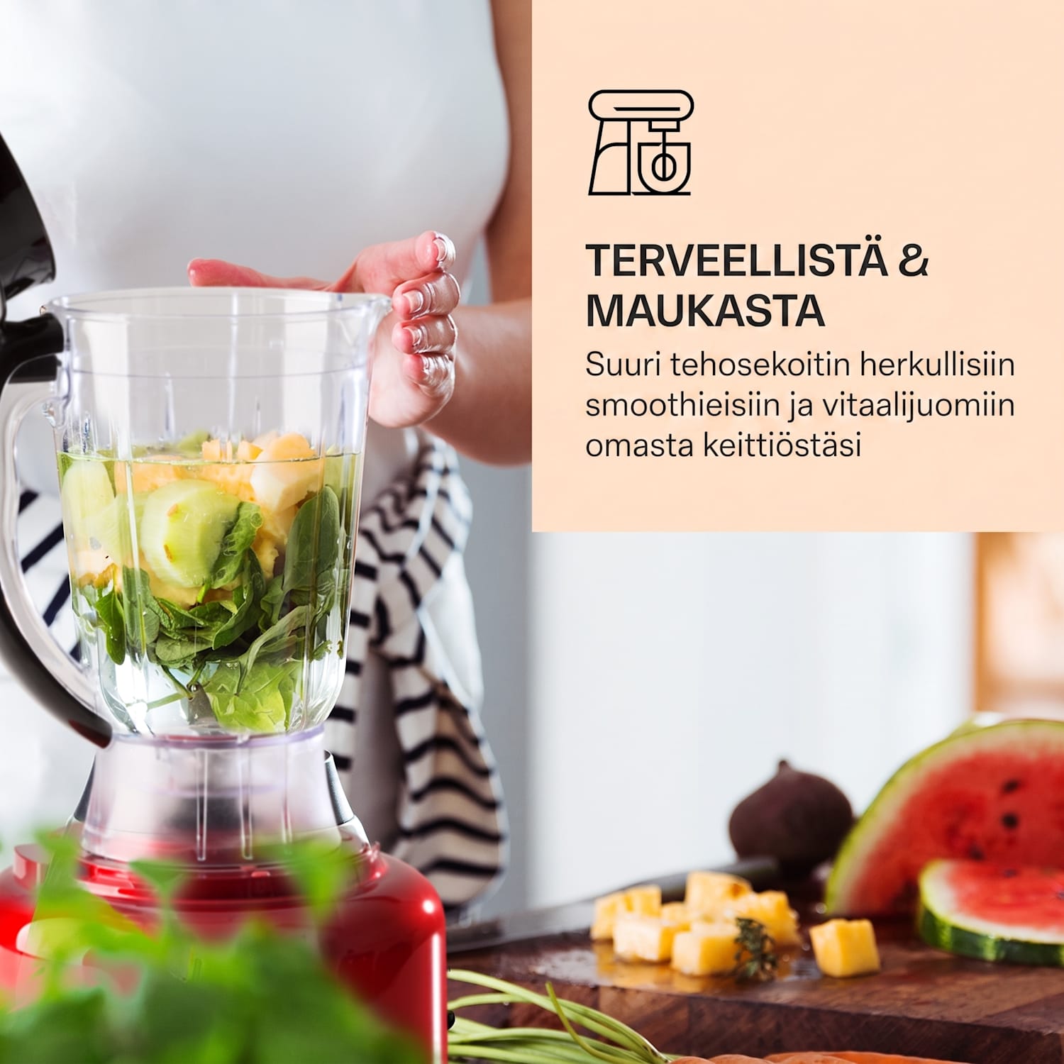 Luca, monitoimikone, 1000 W, 3 l, portaaton nopeus, 6 toimintoa Punainen