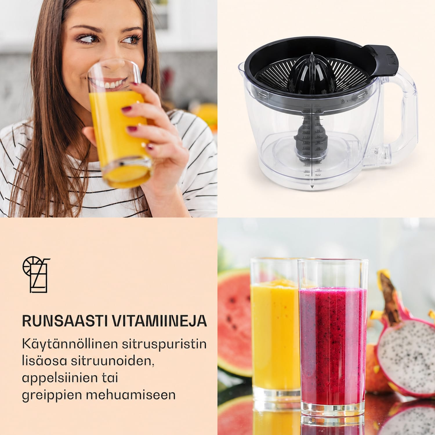 Luca, monitoimikone, 1000 W, 3 l, portaaton nopeus, 6 toimintoa Punainen
