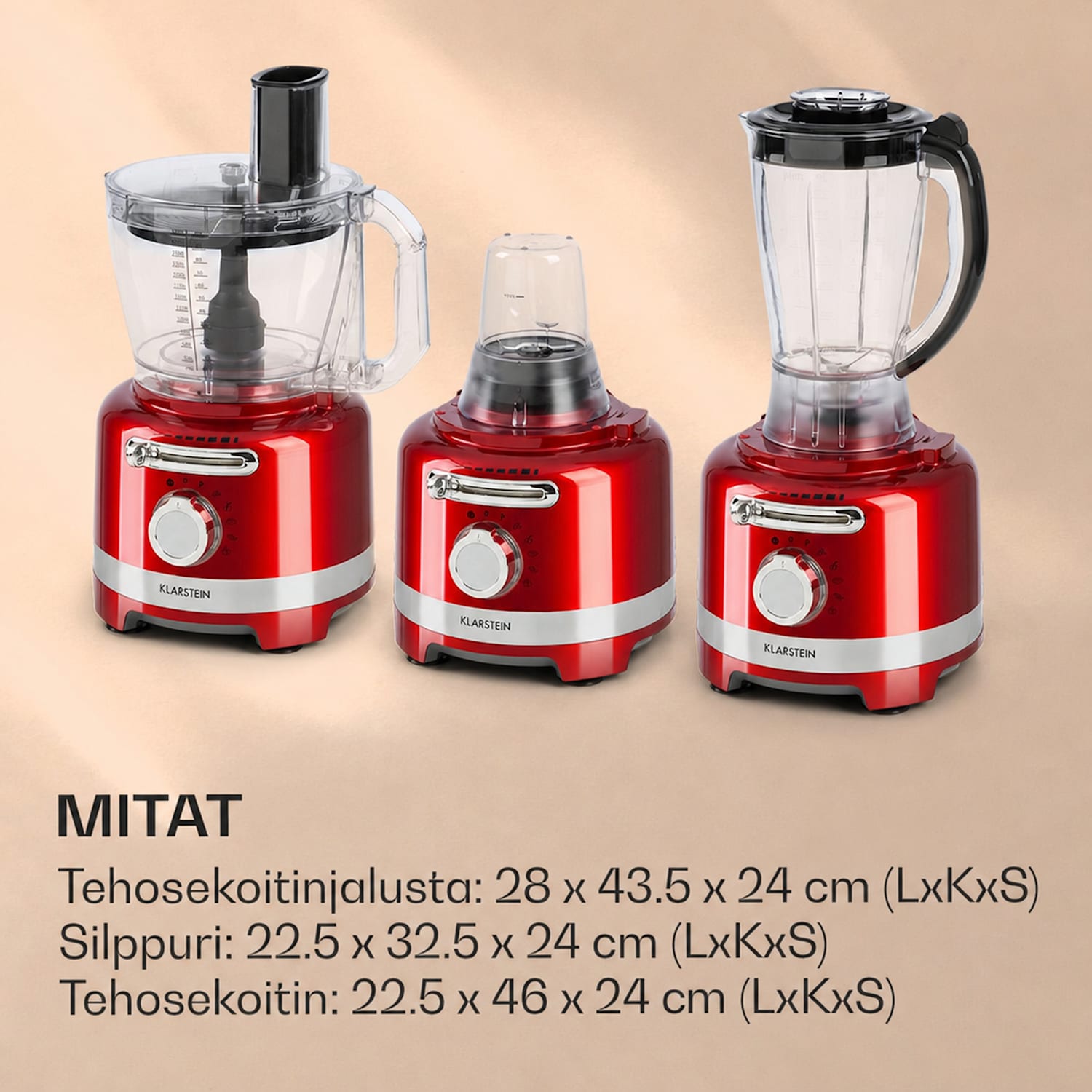 Luca, monitoimikone, 1000 W, 3 l, portaaton nopeus, 6 toimintoa Punainen